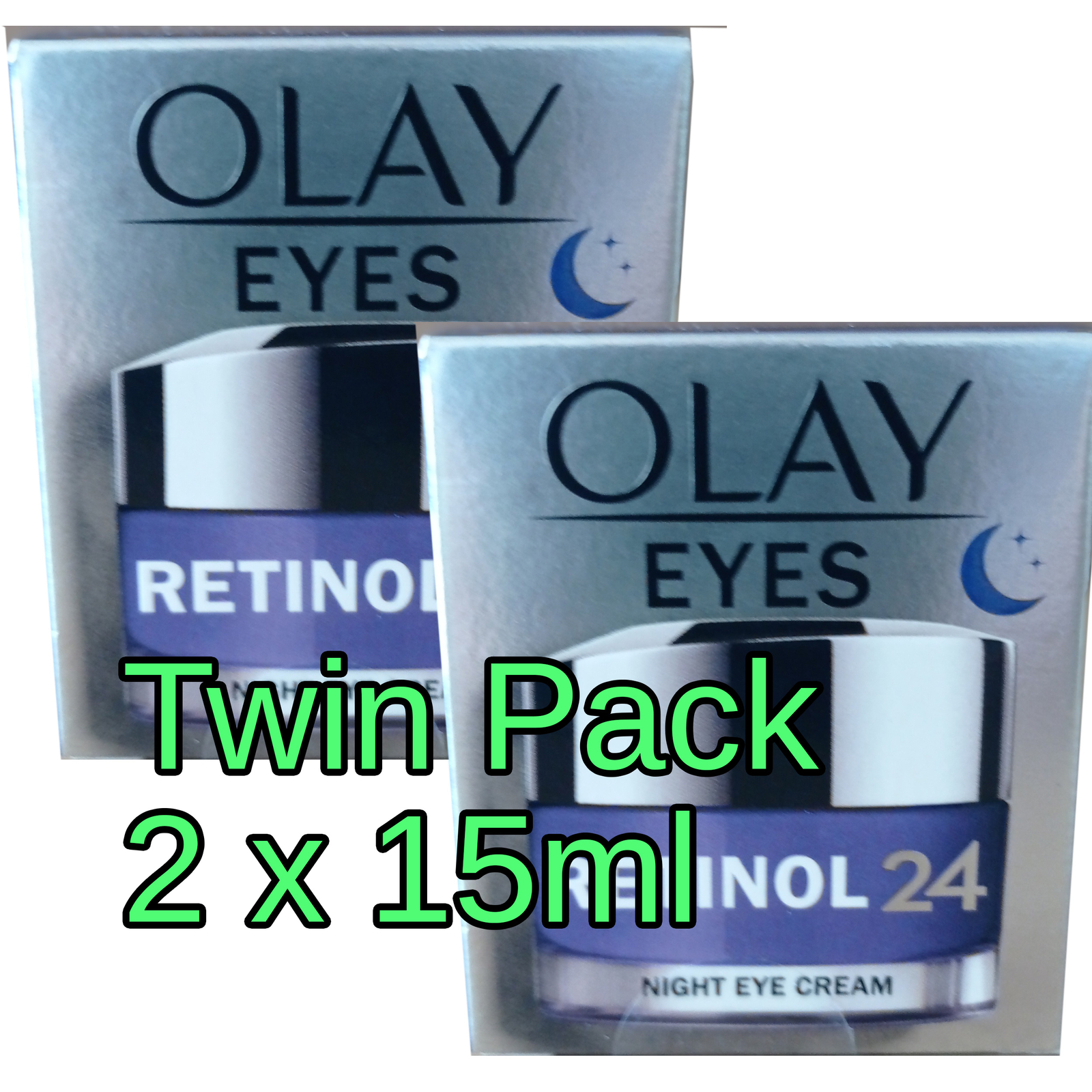 Olay Eyes Retinol 24 Night Eye Cream Smooths Renews Hydrates 2 x15ml Twin Pack