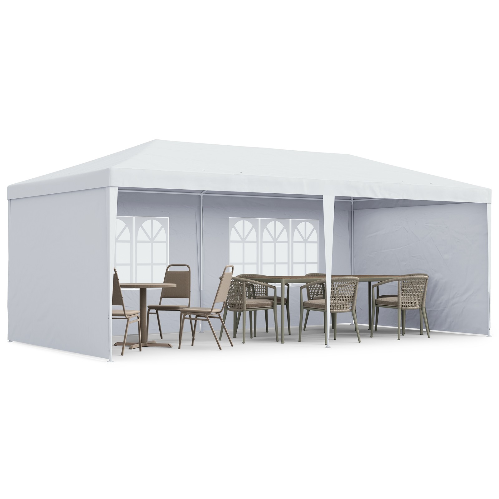 Outsunny 6m x 3m Garden Gazebo Marquee Canopy Party Tent Canopy Patio White