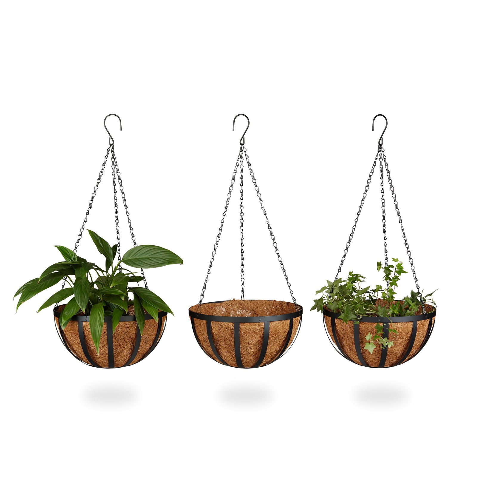 Hanging baskets Coconut Planters Decorative Outdoor Pots Triple Flower Rack