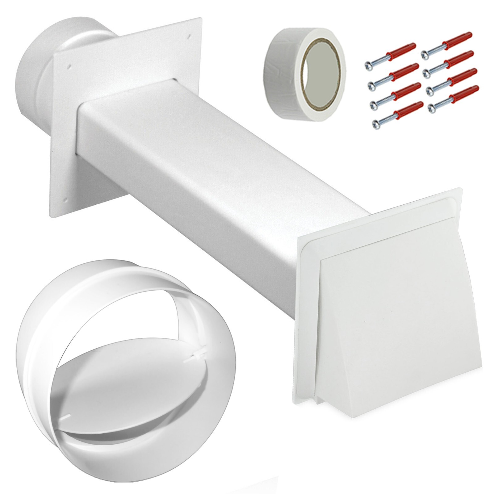 Tumble Dryer Vent Kit 4" 100mm UNIVERSAL Non Return Flap Wall External Duct Pipe