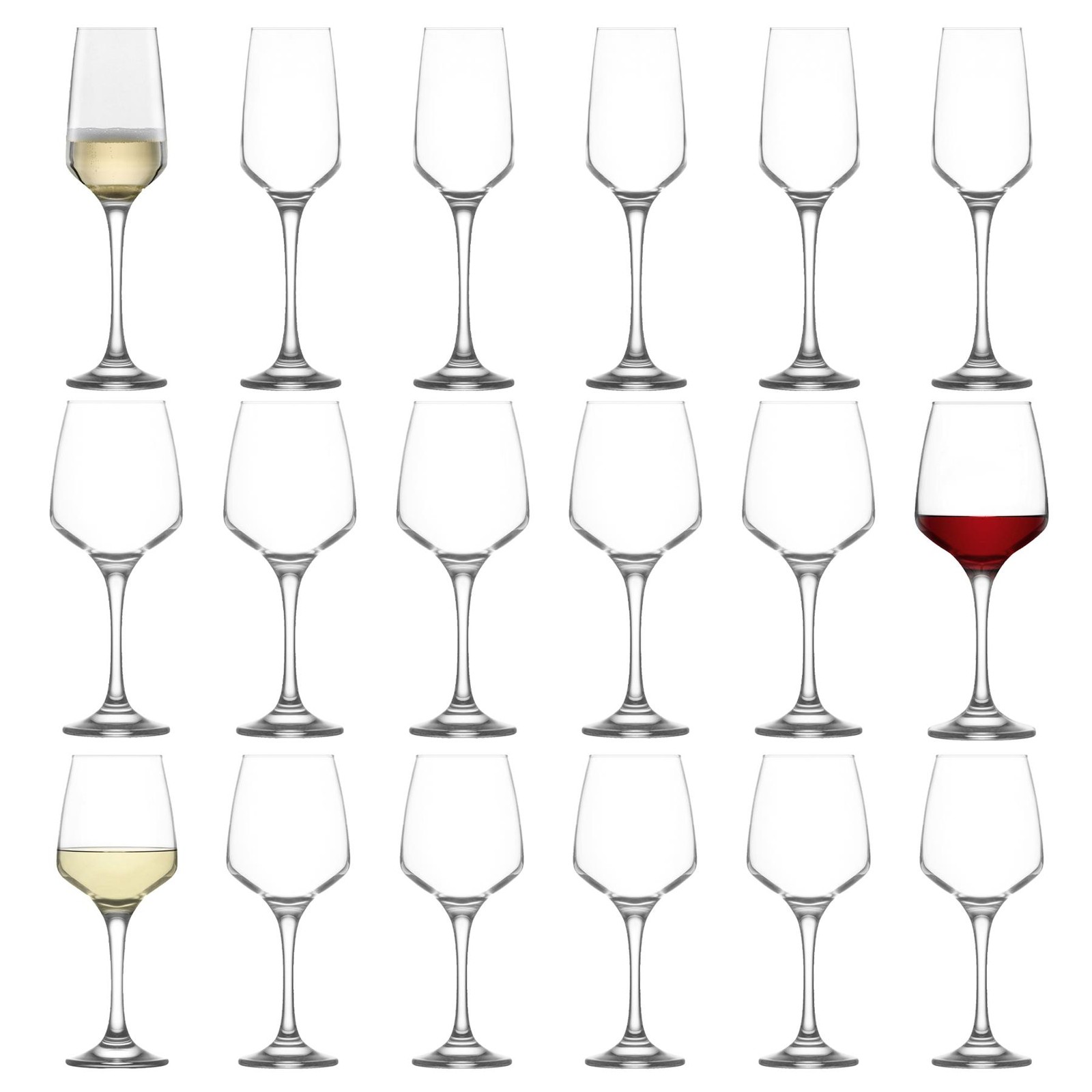 18pc LAV Lal Stemware Set Large Glass Red White Rose Long Stem Party Gift Set