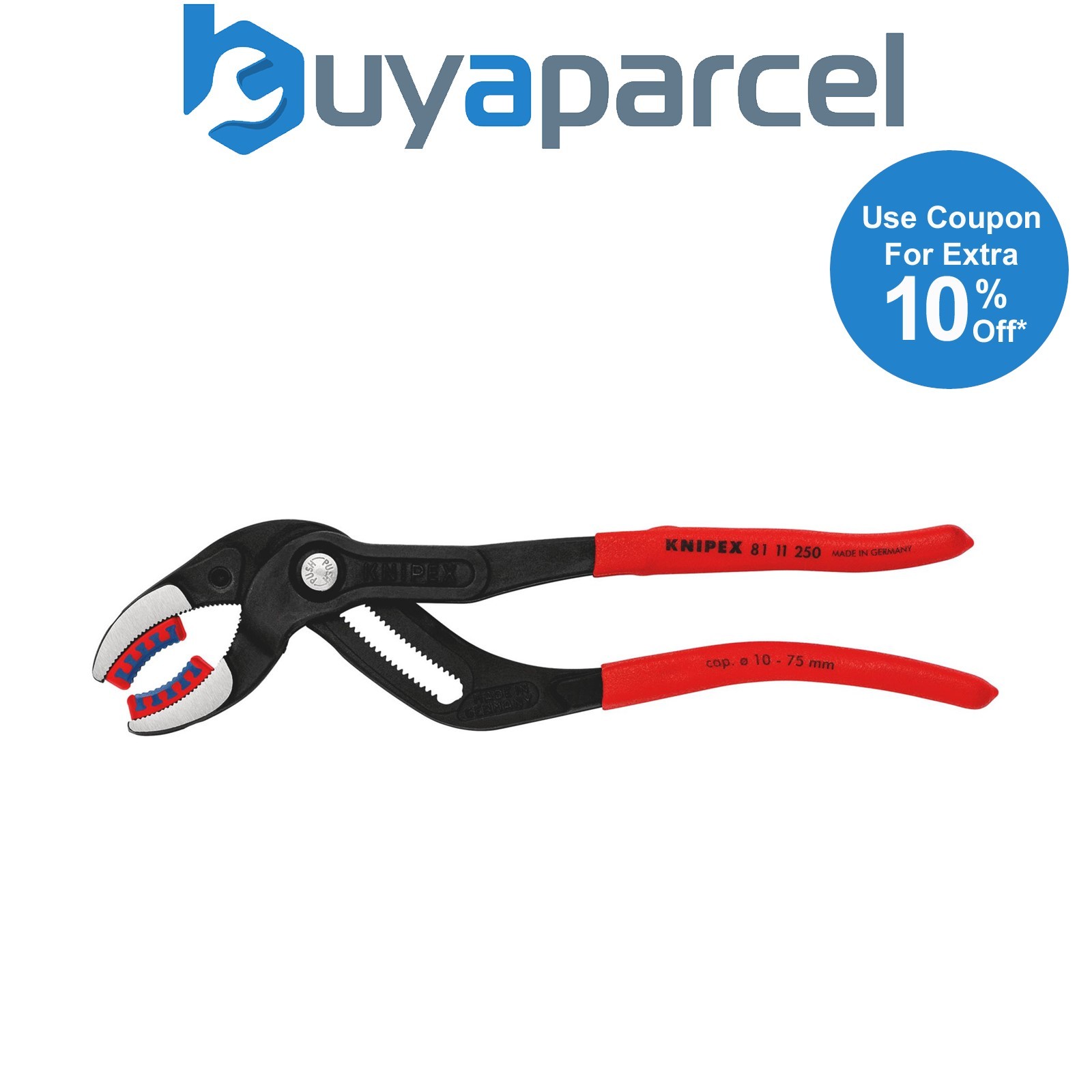 Draper 25716 KNIPEX 81 11 250 SB Siphon and Connector Pliers, 250mm (self-servic