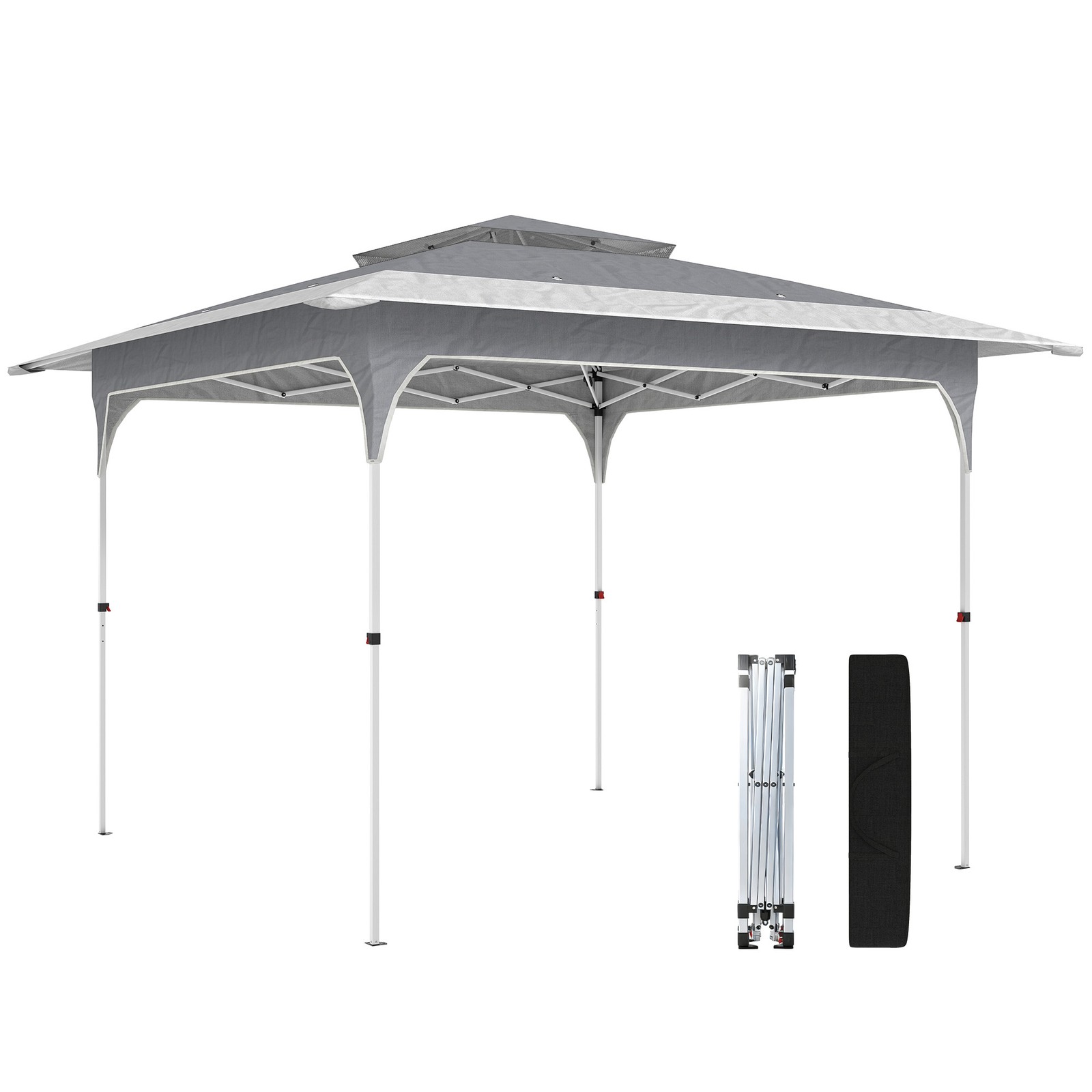 Outsunny 3.5 x 3.5 m Pop Up Gazebo, UPF50+ One-Touch Party Tent, Dark Grey