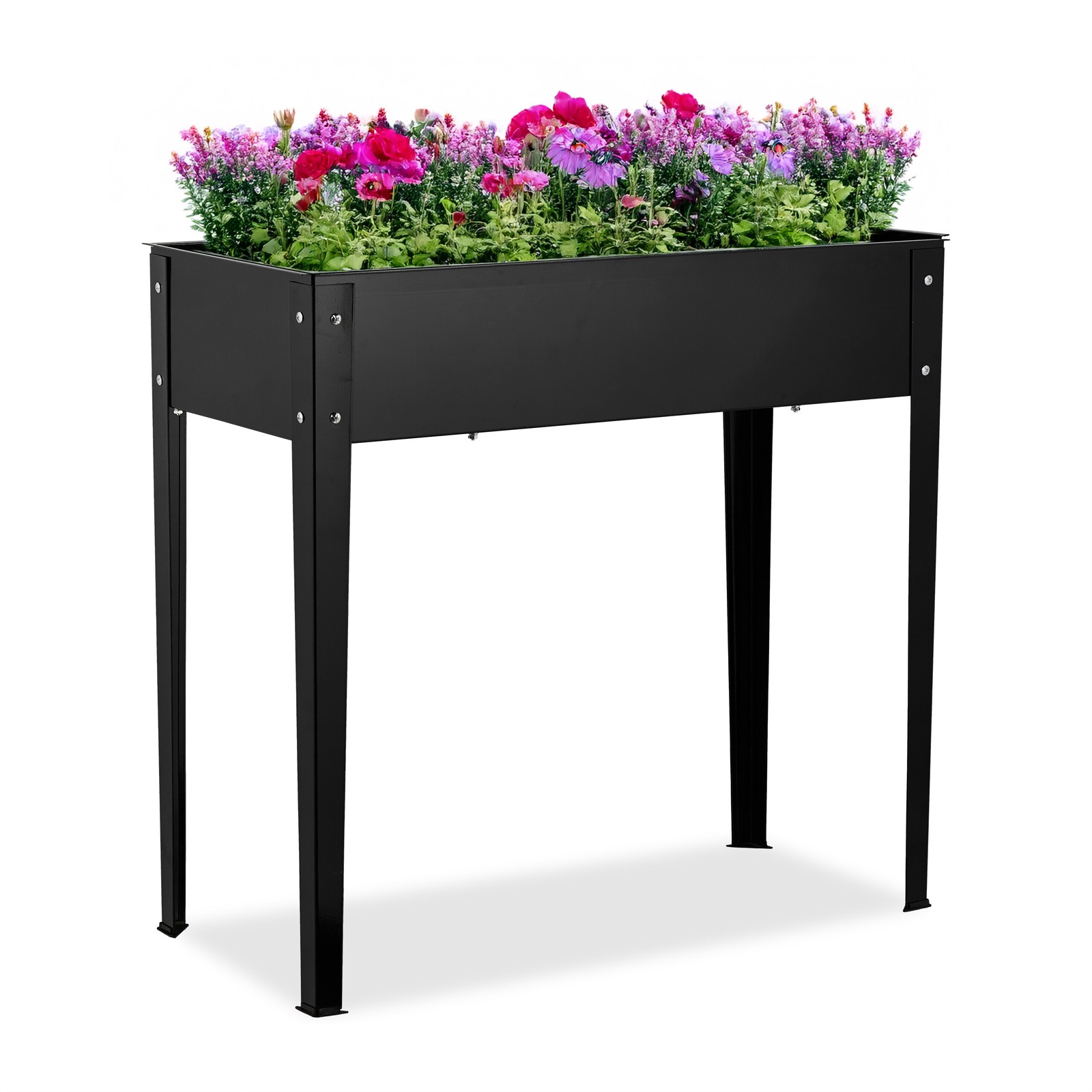 Raised Planter Box Plant Flower Bed Herbs Garden Patio Balcony Metal Steel Black