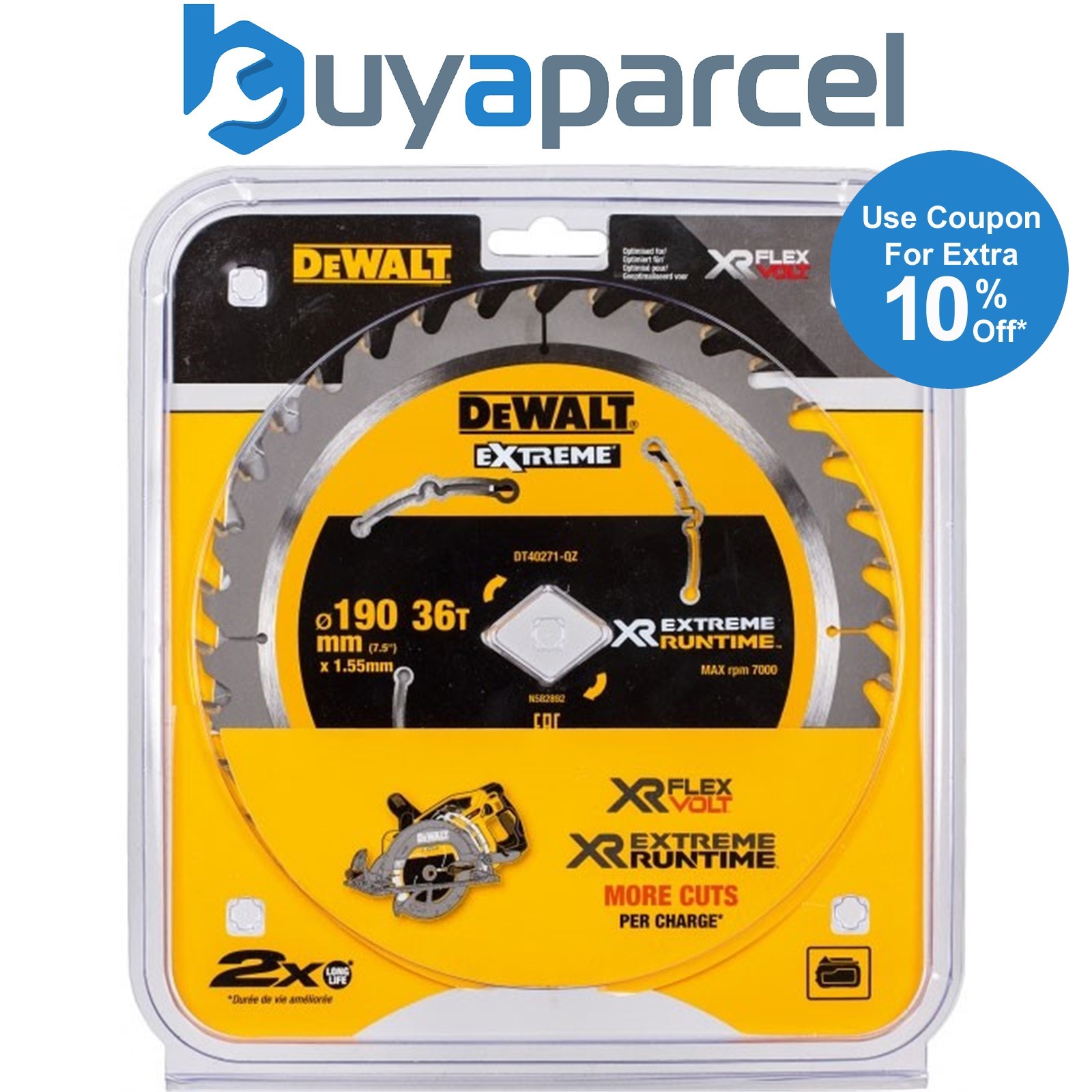 Dewalt DT40271 Extreme Runtime High Torque Circular Saw Blade 190 x 36T DCS577