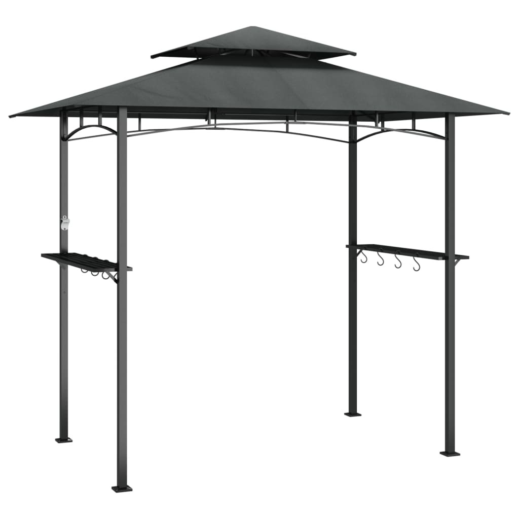 BBQ Gazebo with Side Shelves Anthracite 240x150x243cm Steel Shelter vidaXL