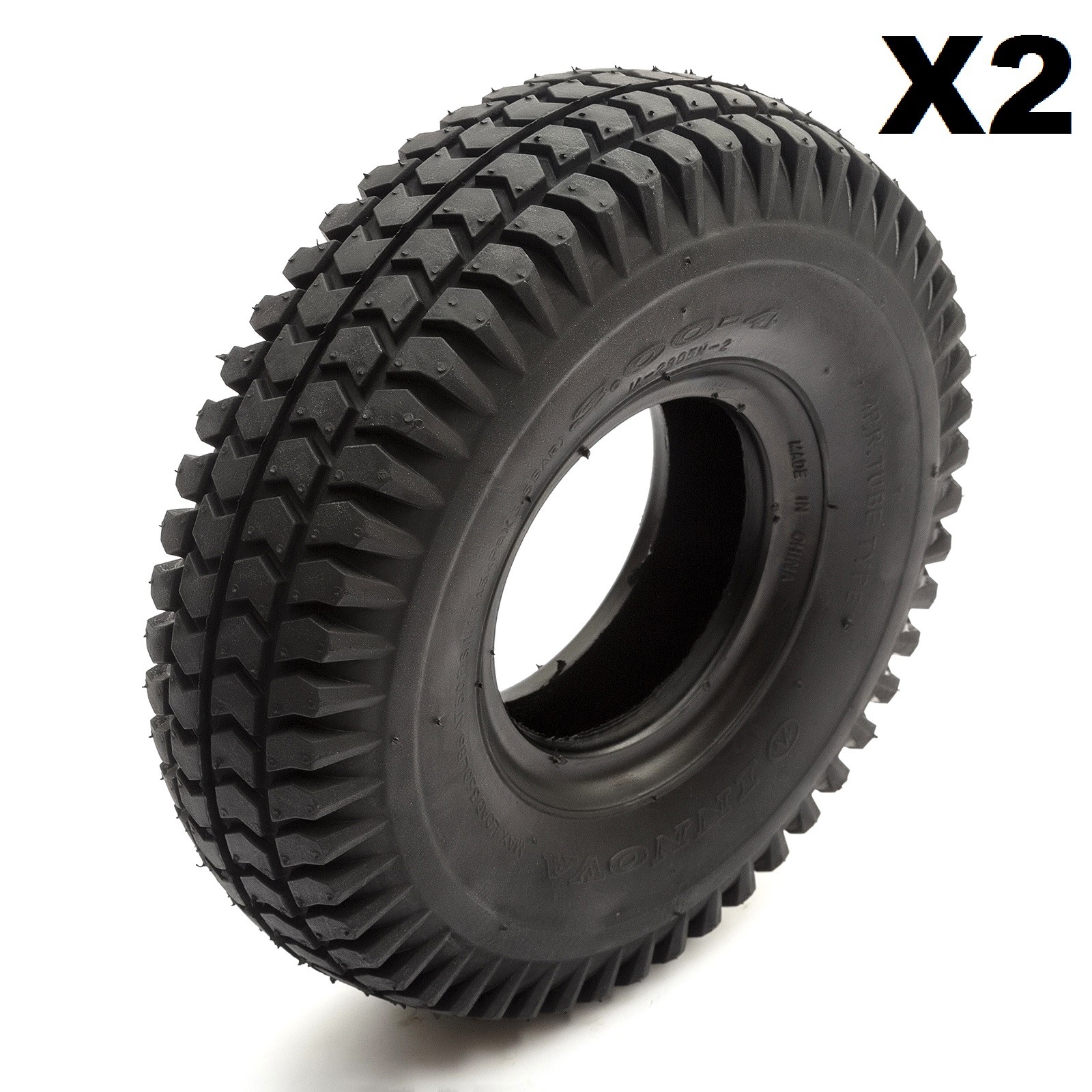 2 Tyre 260x85 Black Knobbly Block Tread Mobility Scooter 4 Inch Wheel Rim 4 Ply