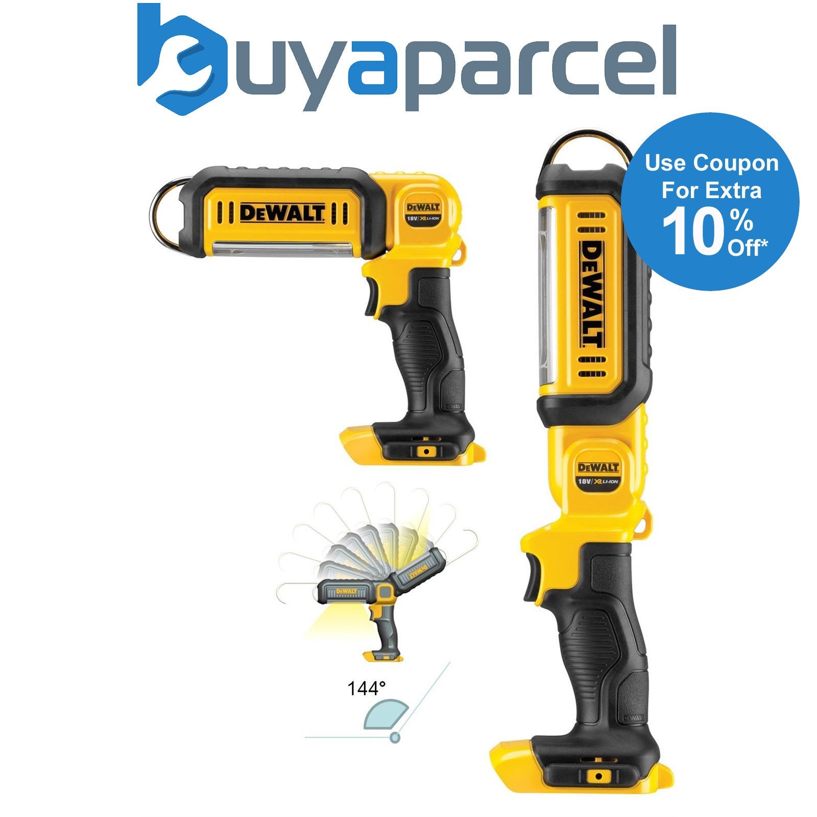 Dewalt DCL050N 18V LED Light Torch XR 9 Point Pivot Head Cordless Bare Unit