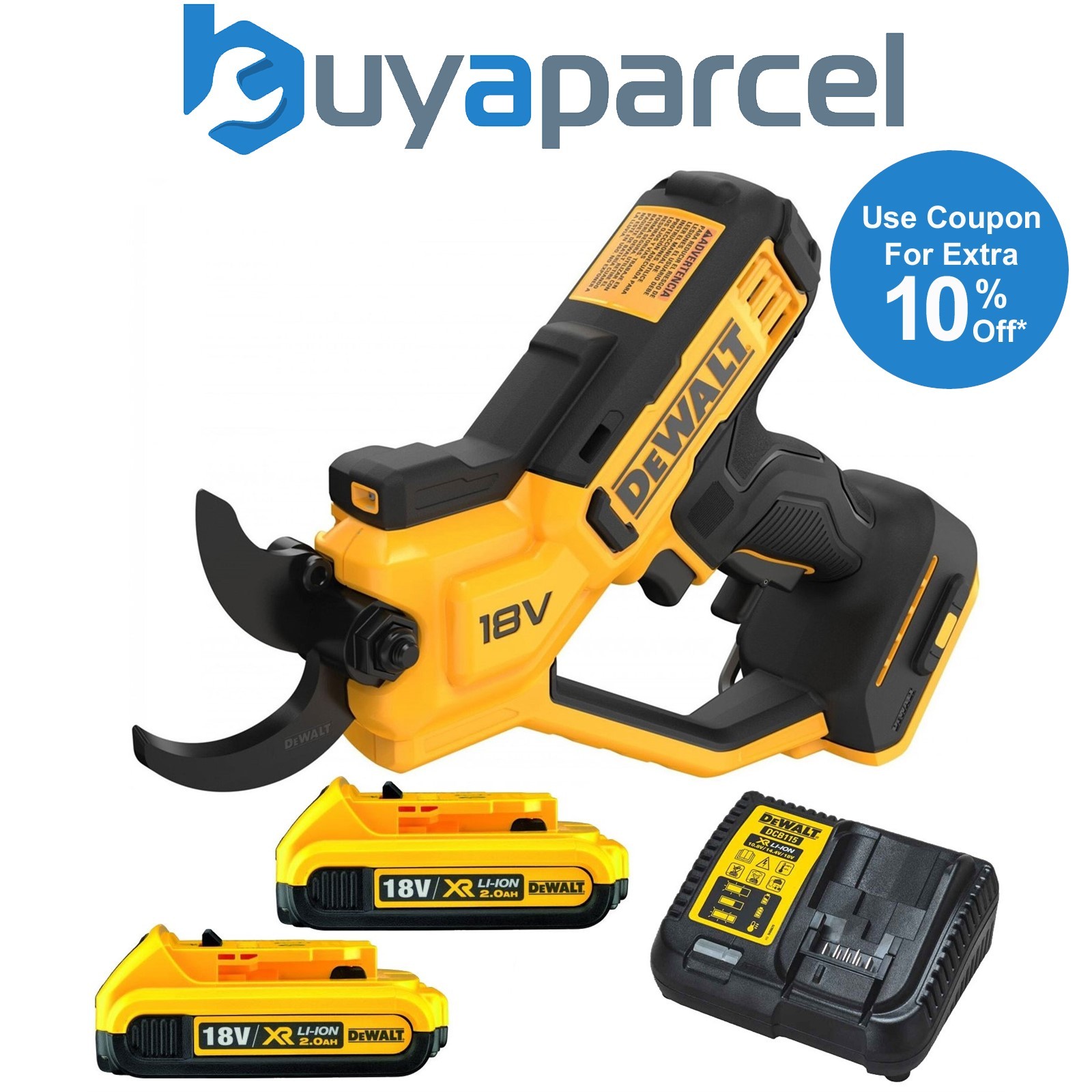 Dewalt DCMPP568D2 18v Cordless Powered Pruner Garden Tree Cutter 38mm Cut 2x2ah