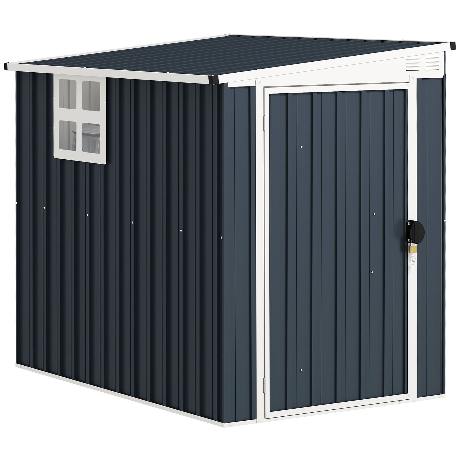 Outsunny 4 x 6ft Outdoor Garden Storage Shed with Window, Dark Grey