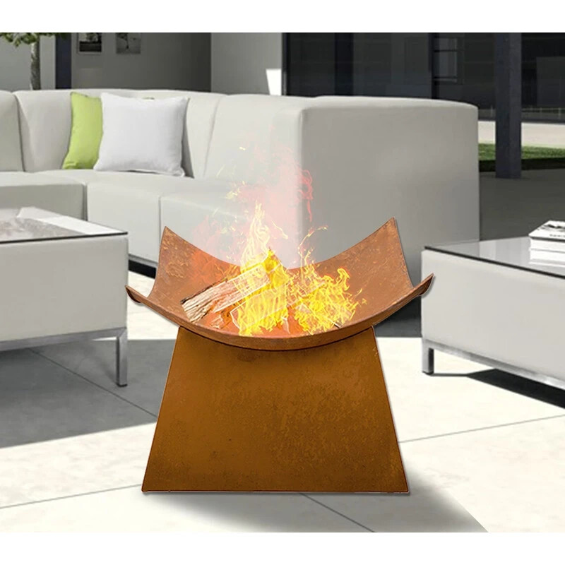 Large Rusty Fire Pit Garden Heater Bowl Outdoor Cast Iron Round Log Burner NEW