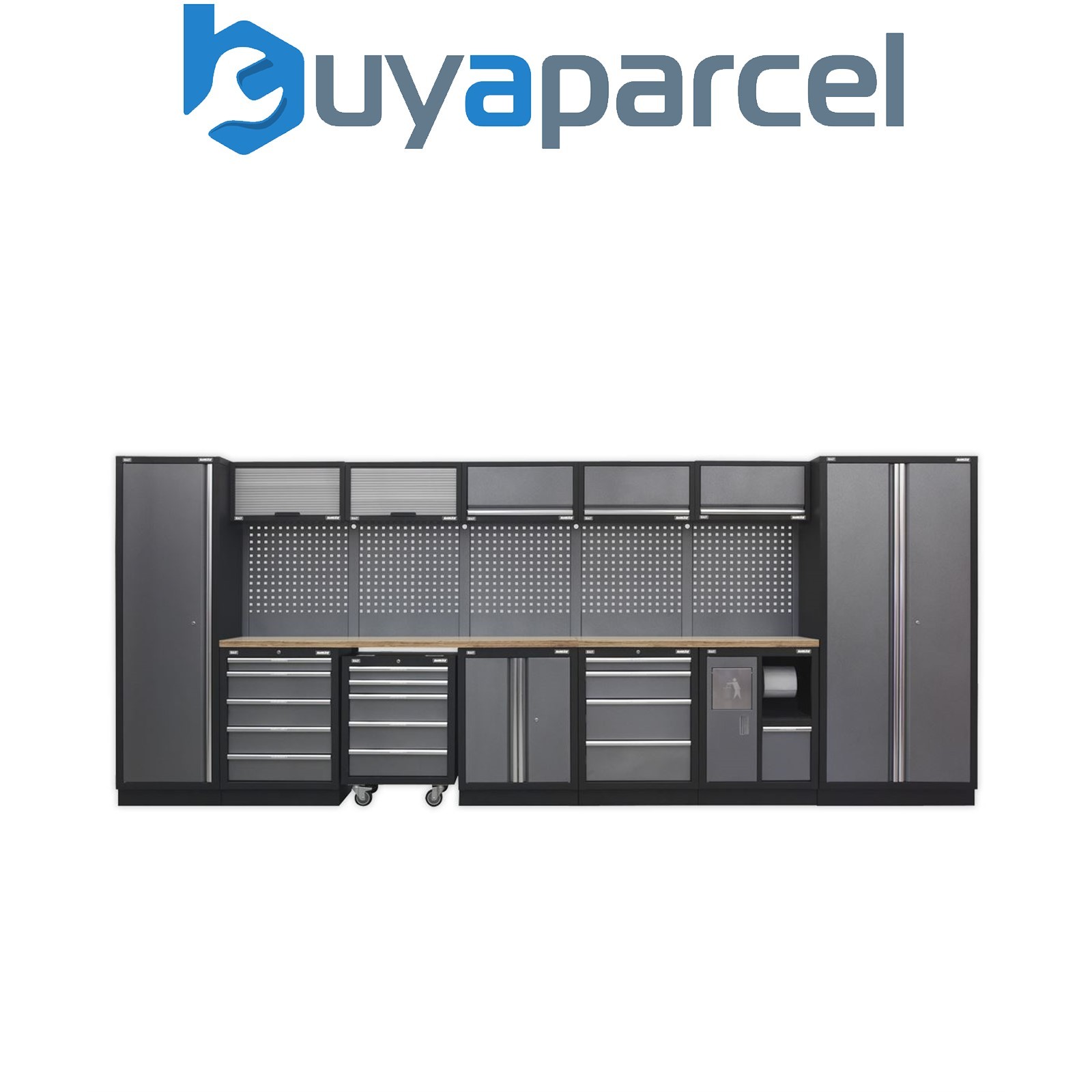 Sealey APMSSTACK01W Superline PRO&reg; Storage System with Wood Worktop 4.92m