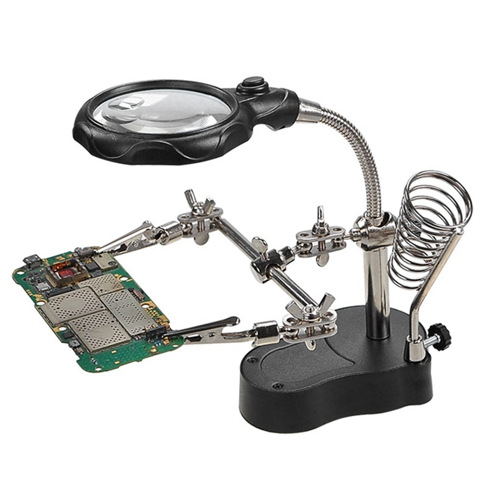 3X(Soldering Iron Table Bracket with Welding Magnifying Glass Digital6371