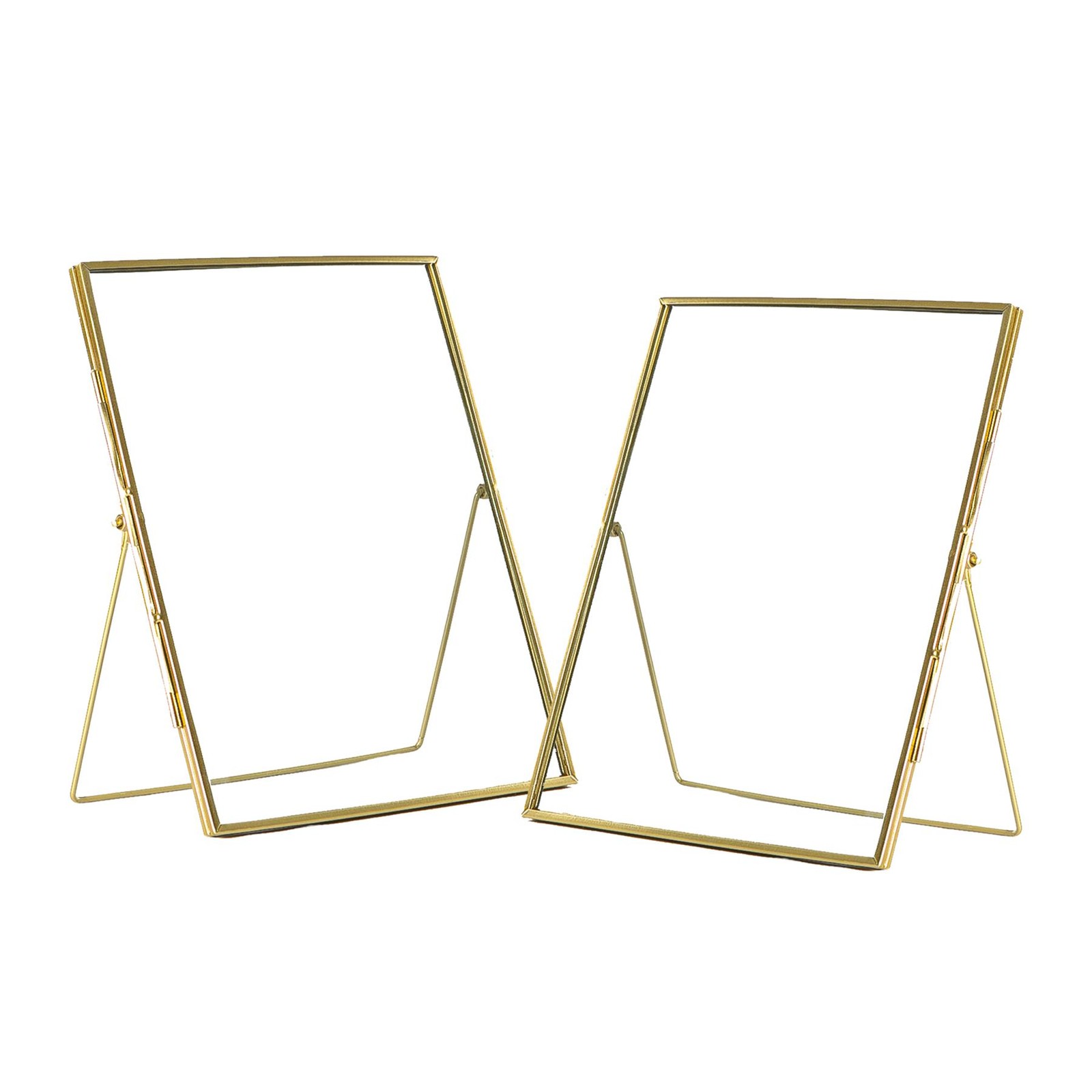 2x Standing Metal Photo Frames Metallic Table Desk Display 8" x 10" Gold