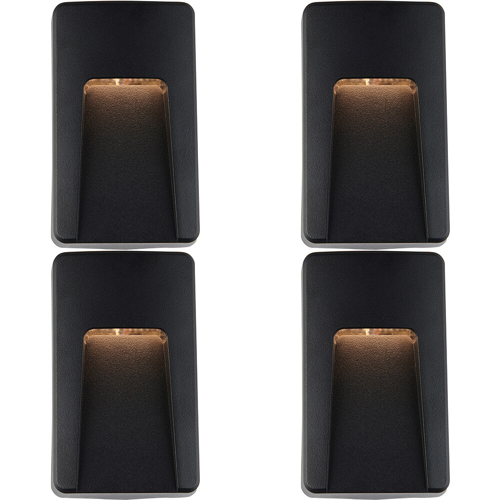 4 PACK Vertical Outdoor Pathway Guide Light - Indirect CCT LED - Black ABS