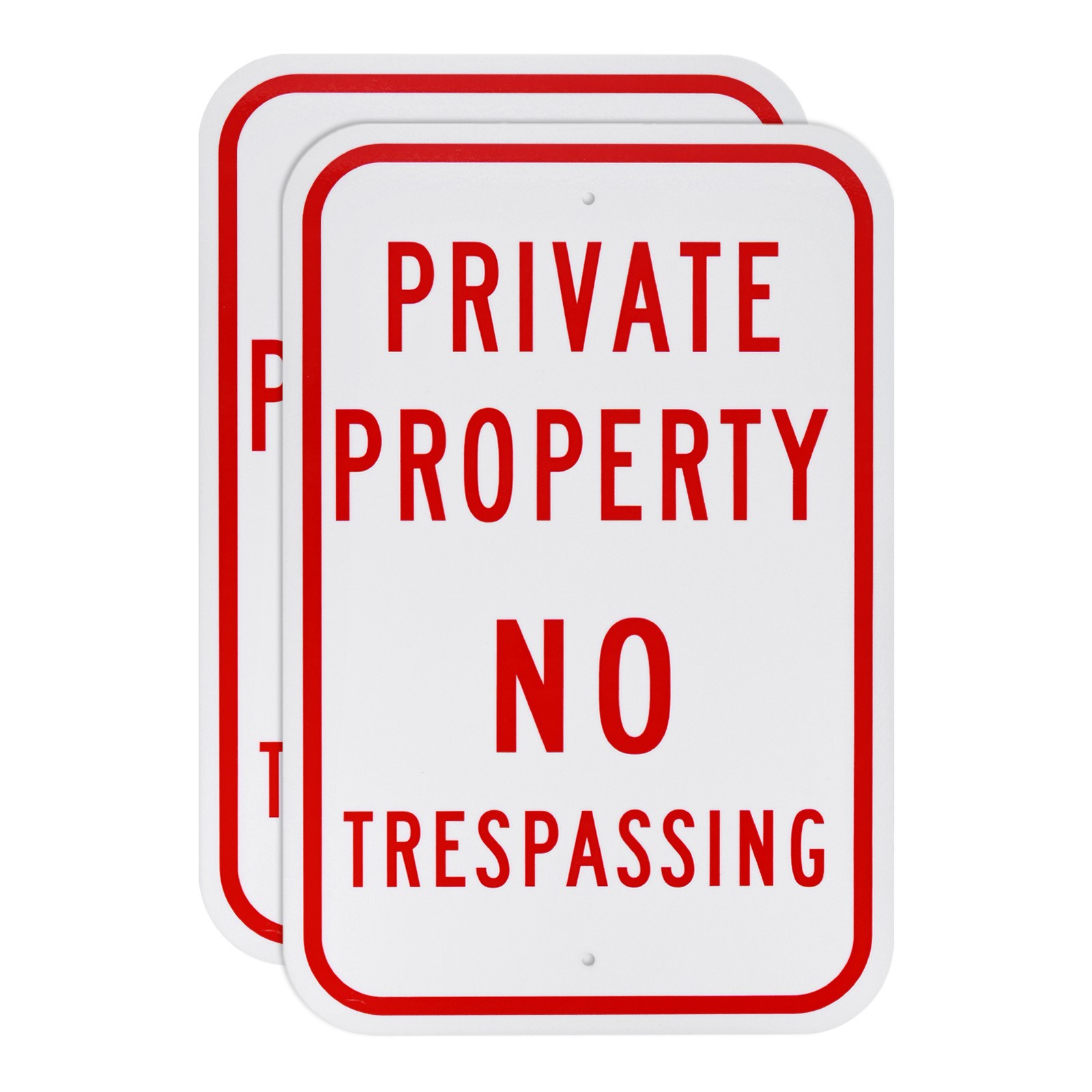 2-Pack Private Property - No Trespassing Sign for Garden 13.8" [Red on White]