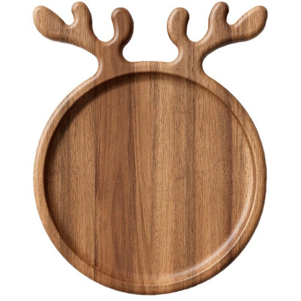 Christmas Wood Plate for Food, Elegant Wooden Dinner Plate, Festive Decor, B1Q4