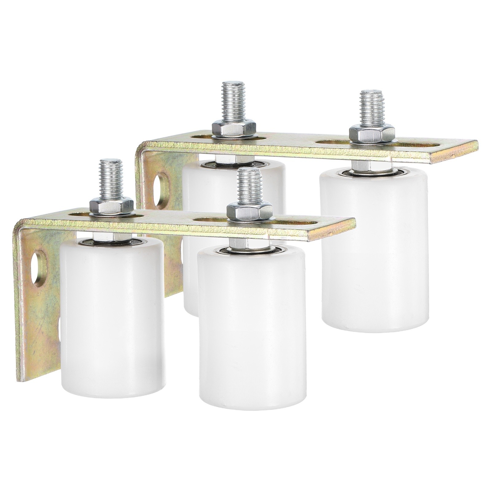 2Set Slide Gate Guide Roller, 2"x2-3/4" Nylon Gate Support & Bracket, White