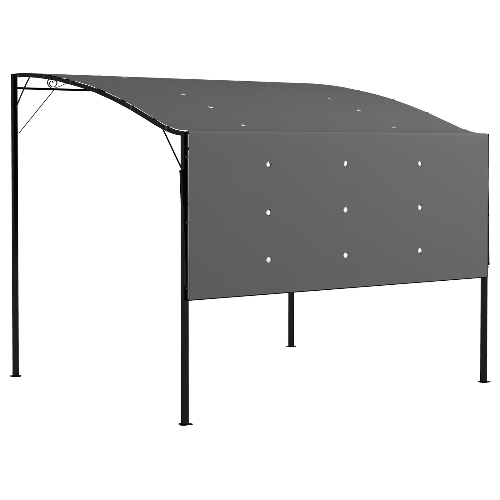 Outsunny 3 x 2.5m Patio Metal Gazebo Pergola Wall Mount Outdoor Shelter, Grey