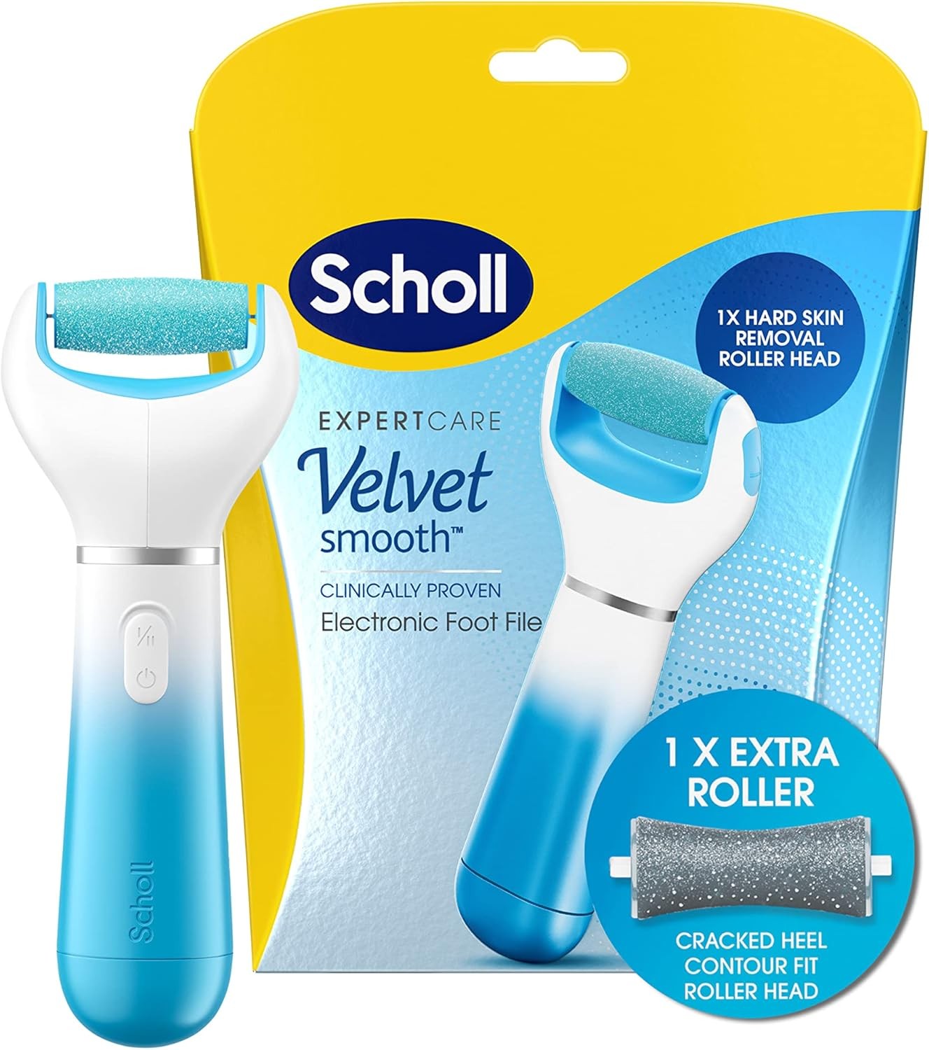 Scholl Velvet Smooth Electric Foot File with Cracked Heel Refill - Pedicure Foo