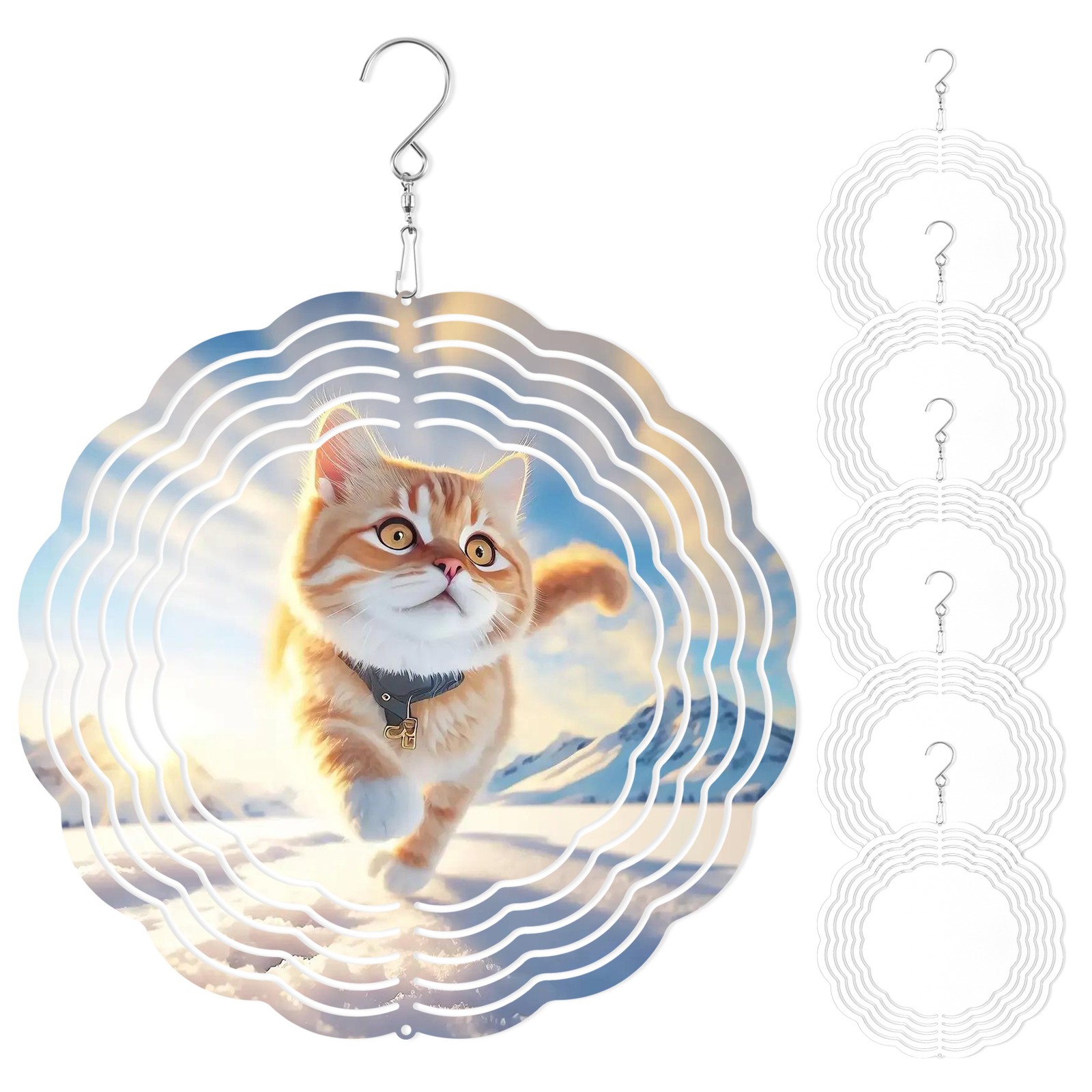 3X(6Pack 8 Inch Sublimation Wind Spinner Blanks 3D Wind Spinners Hanging9330