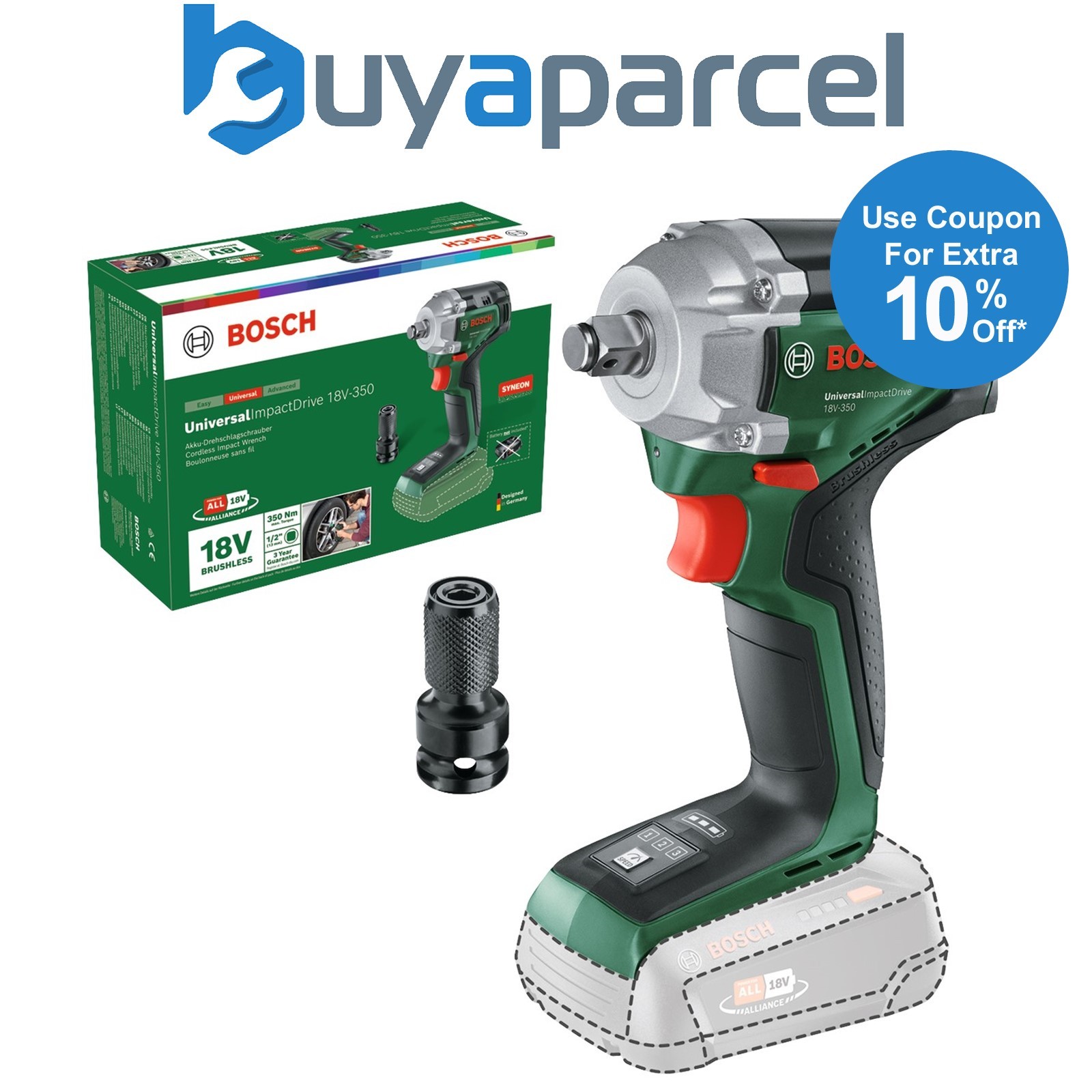 Bosch 18v Brushless 18v Impact Wrench UniversalImpactDrive 18V-350 0603980304