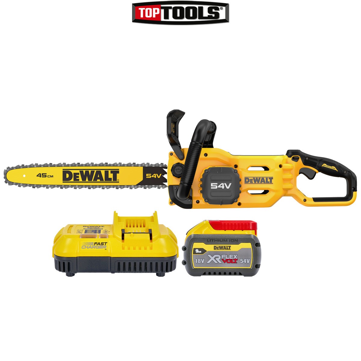 DeWalt DCMCS574X1 54V XR BL FLEXVOLT 45cm Chainsaw + 1x 9Ah Battery & Charger