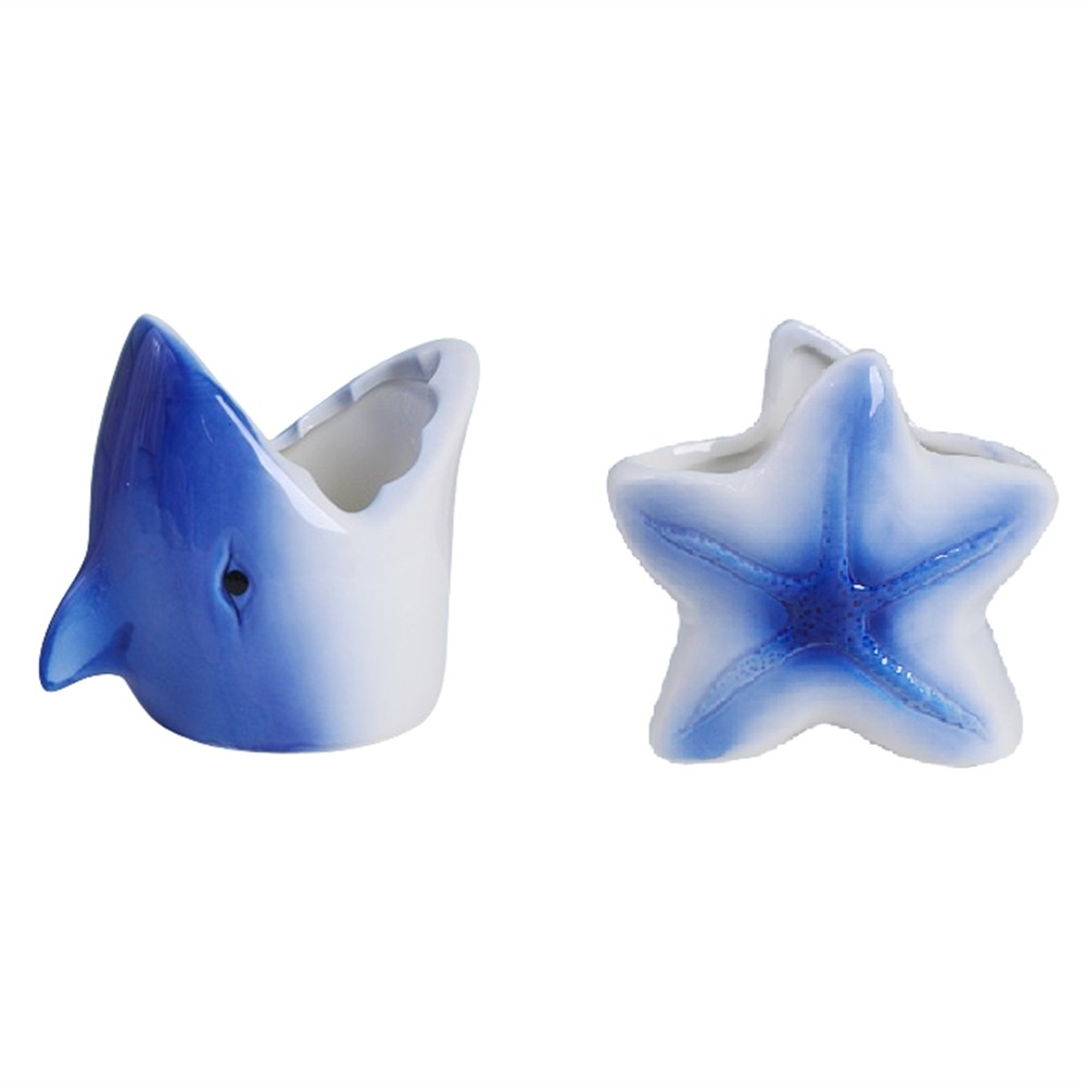 2X(Marine Animal Flower Pots Starfish Sharks Small Flower Pot Desktop2053