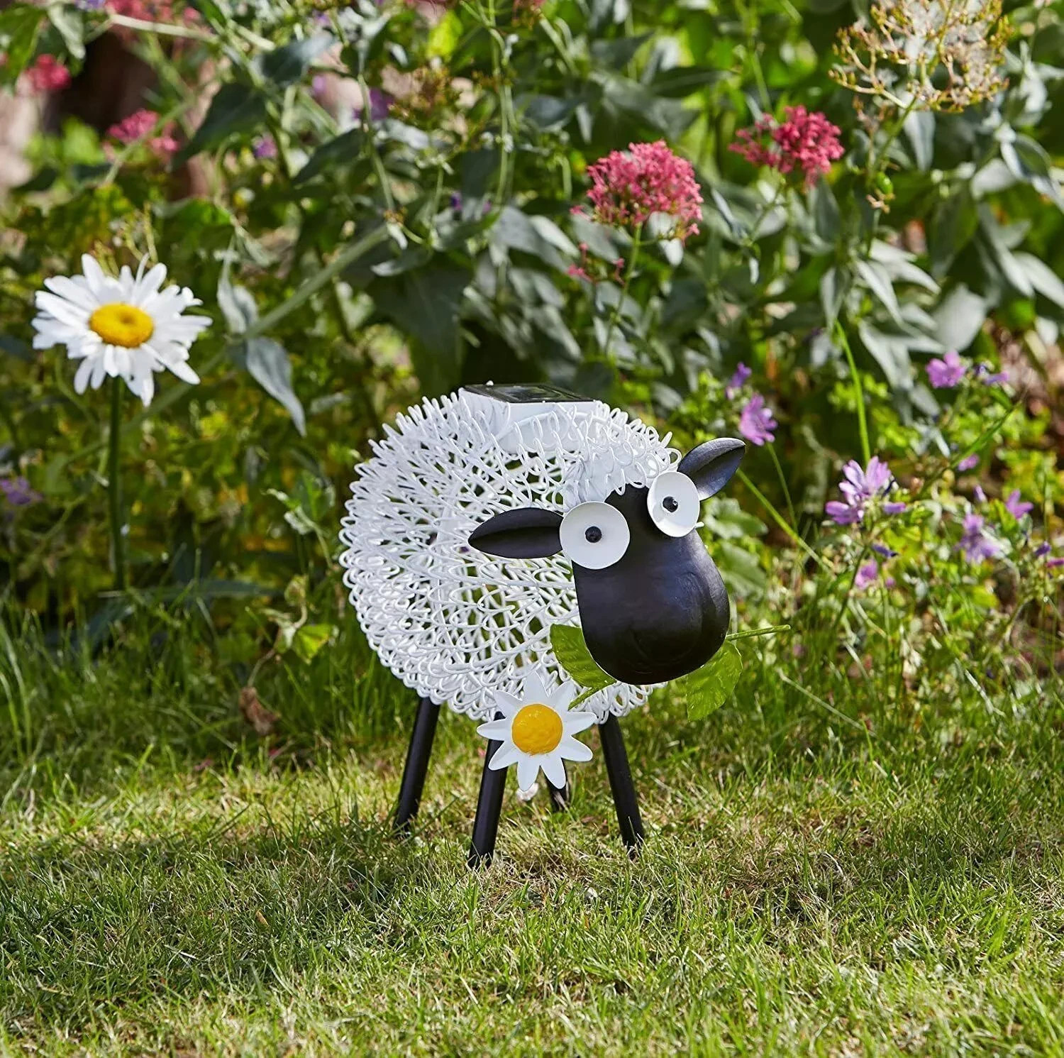 Solar LED Garden Ornament Sheep Metal Animal Outdoor Statue Colour Changing