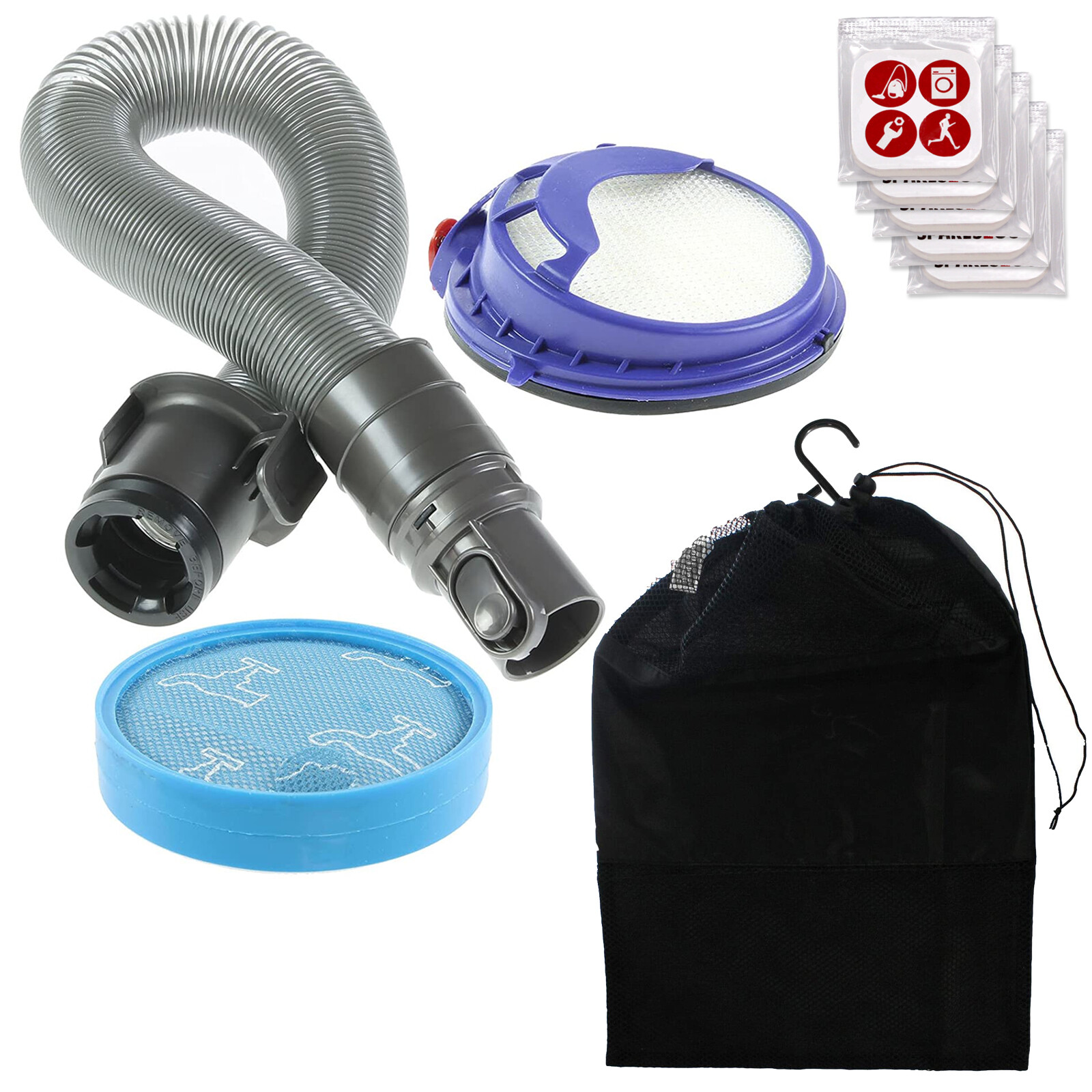 Flexible Hose + Pre + Post Motor HEPA Filter Kit For DYSON DC25 DC25i + Bag + F