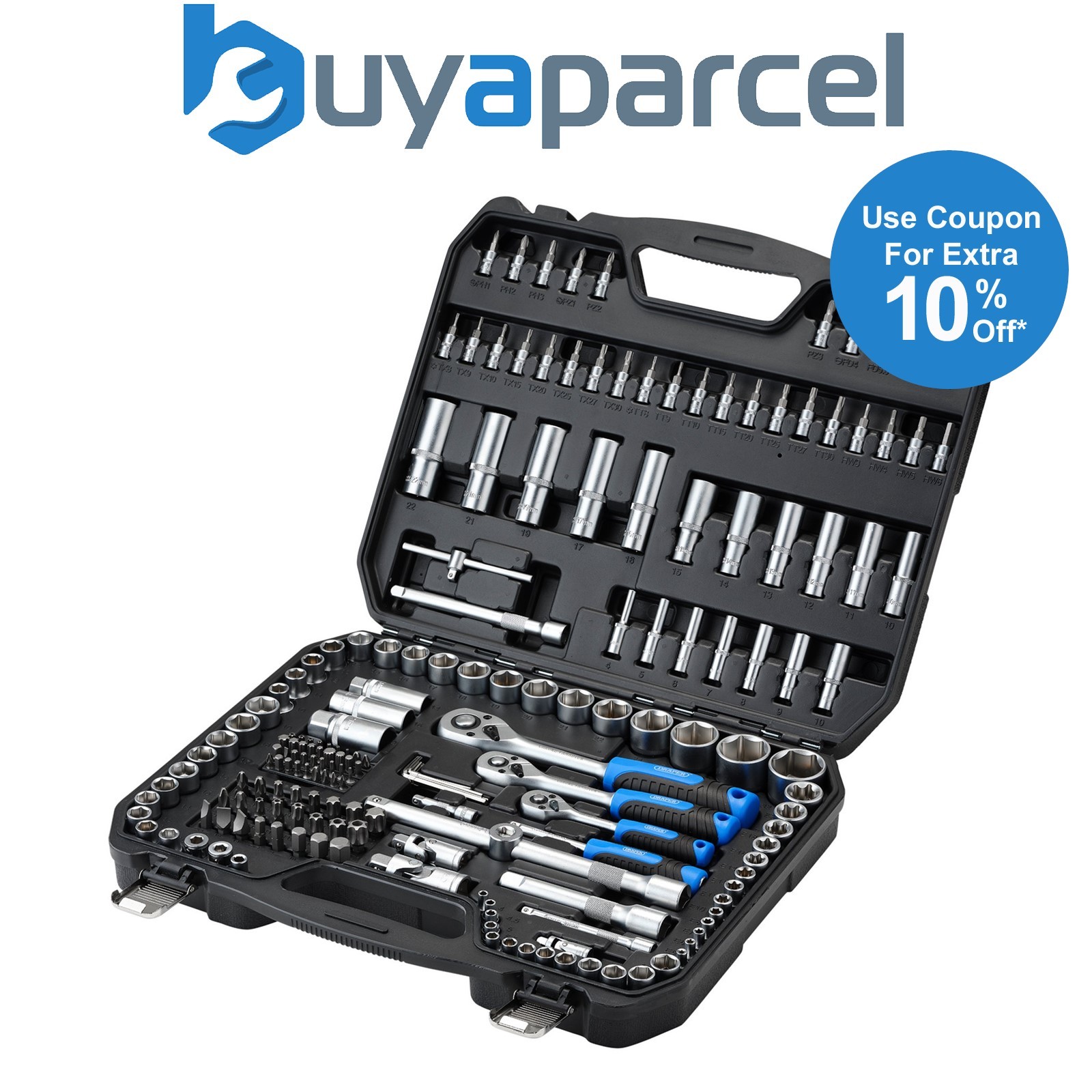 Draper 24231 Draper HI-TORQ Metric Socket and Bit Set, 1/4", 3/8" and 1/2" Sq. D