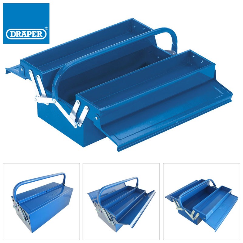 DRAPER 2 TRAY CANTILEVER METAL TOOL BOX 410MM STORAGE TOOL CHEST GARAGE WORKSHOP