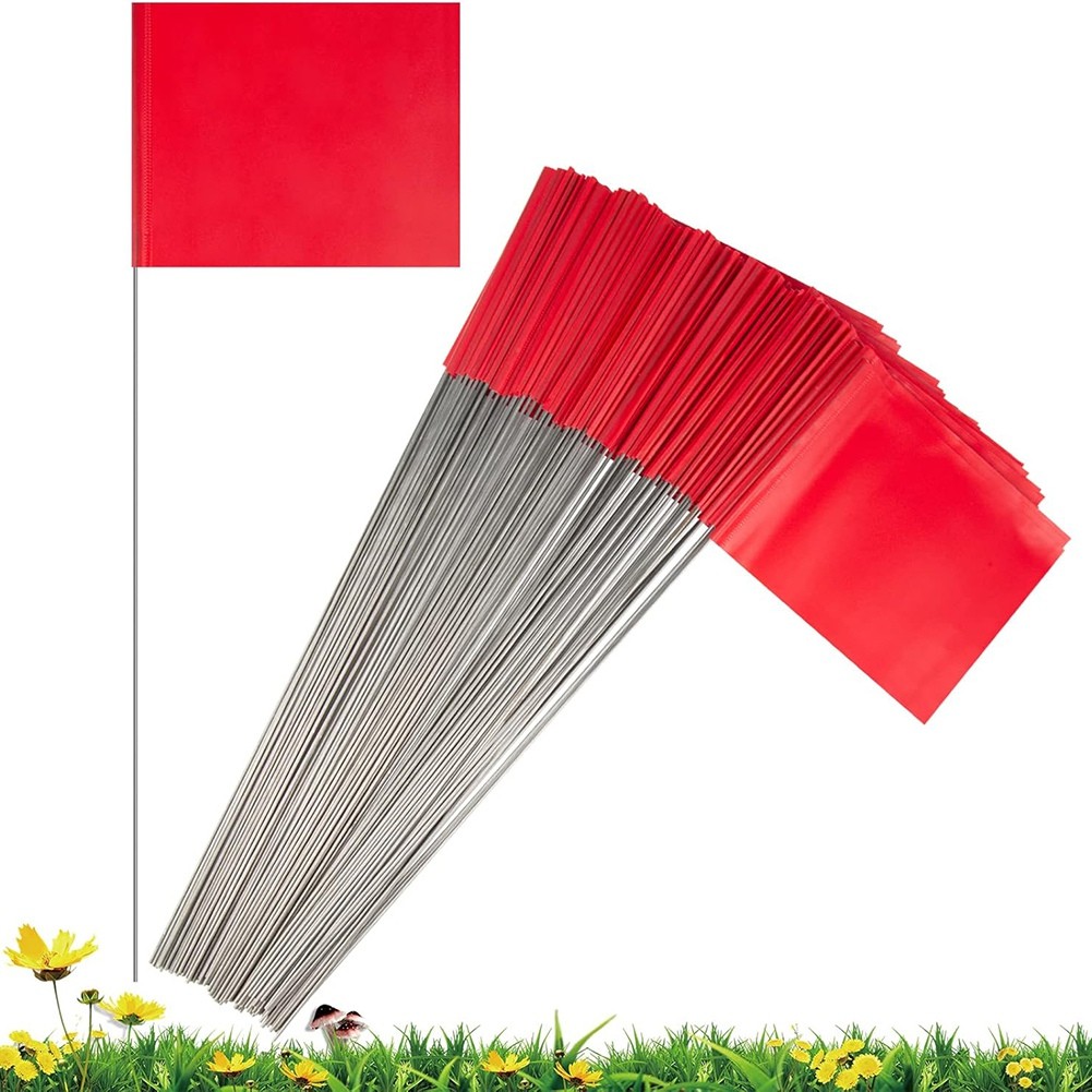 100pcs Red Marking Flag PVC and Lightfast for Small Yard Markers Garden7720