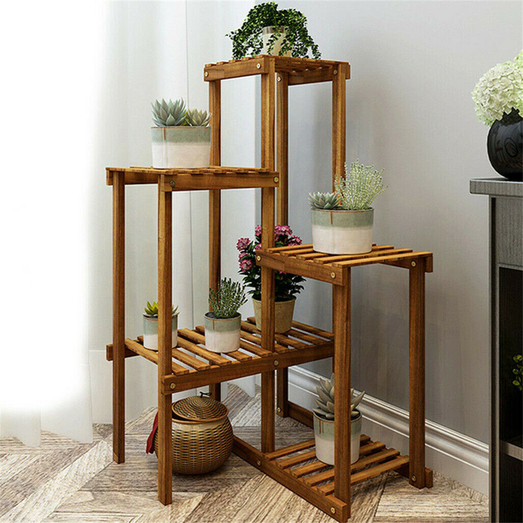 Stable Multi Tier Garden Plant Stand Bookcase Bamboo Wood Metal Various 60 Style