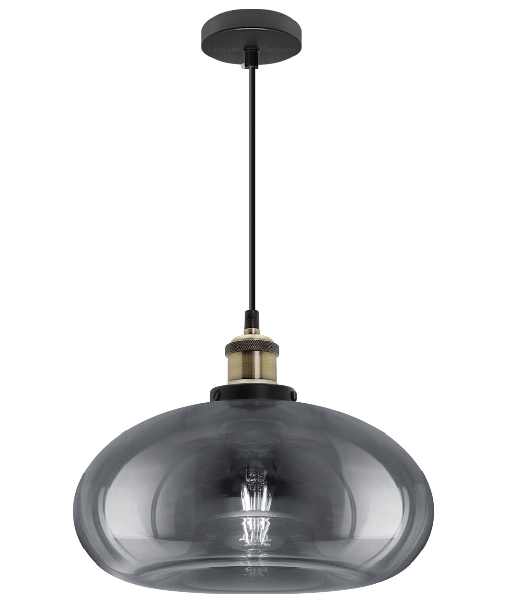 Vintage Smoked Glass Shade Chandelier Pendant Ceiling Home Pub Diner Light M0198