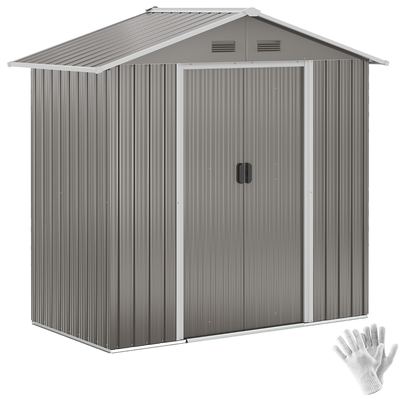 Outsunny 6.5x3.5ft Metal Garden Shed for Garden and Outdoor Storage, Grey