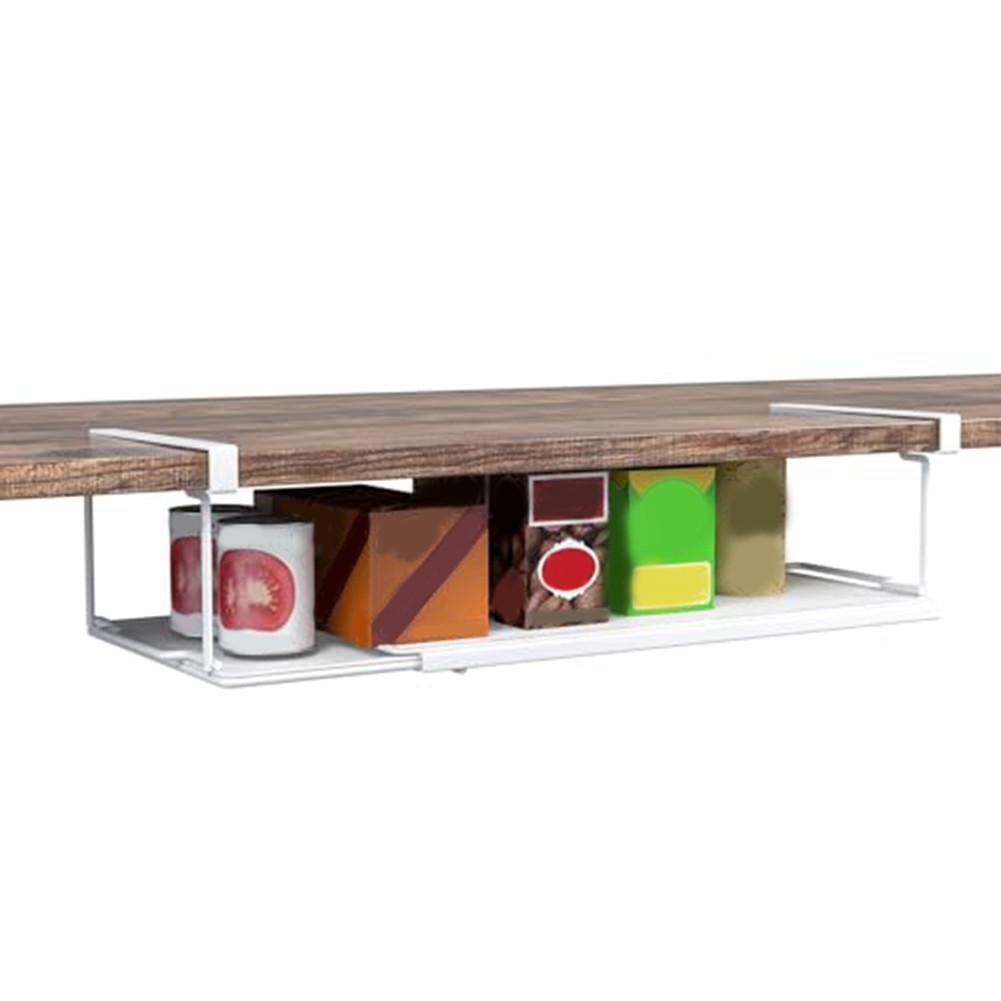 Adjustable Under Cabinet Shelf, Under Desk Storage Long Clips for Office,8276