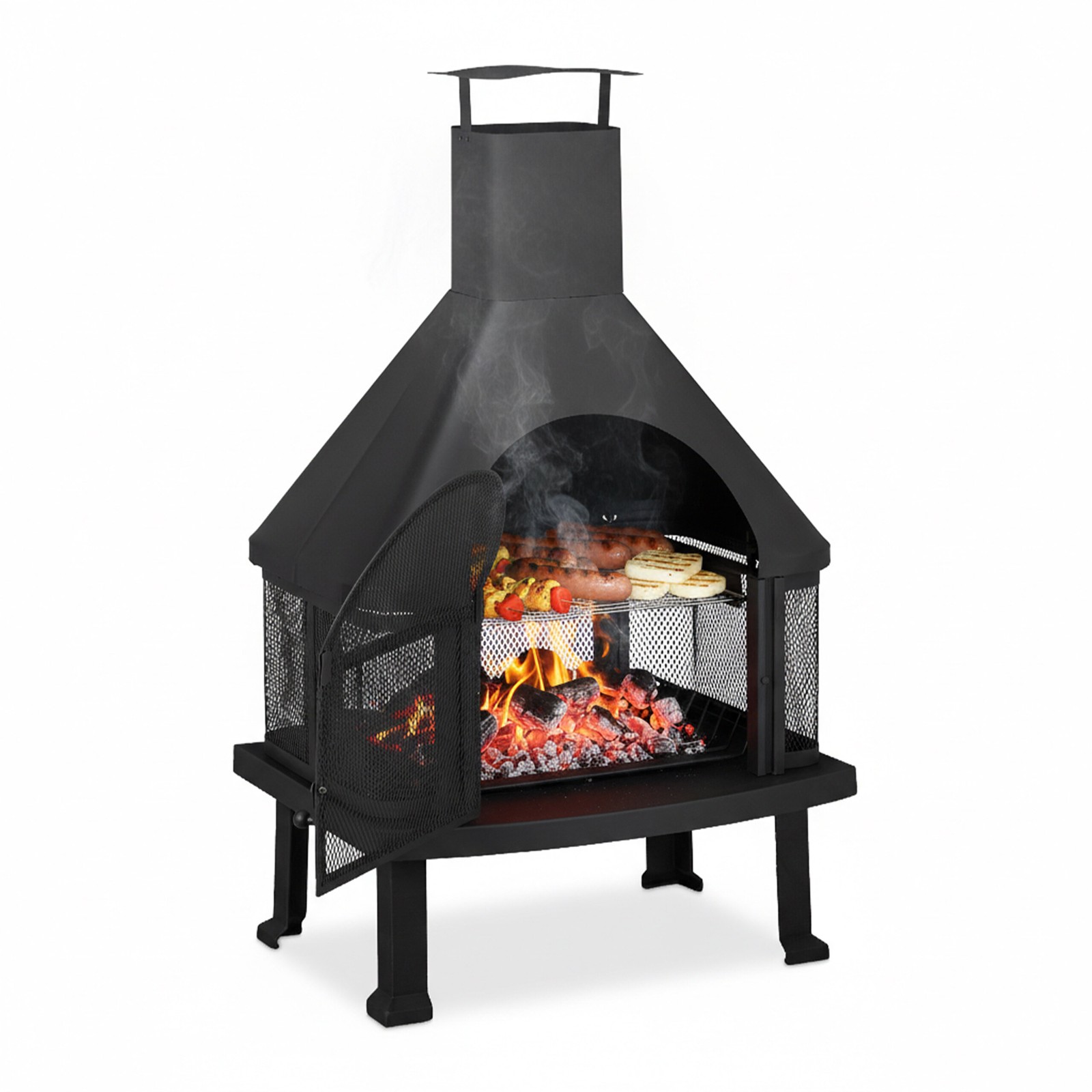 Patio log burner Outdoor Fireplace Portable Fire Pit Removable Grill Spark Guard