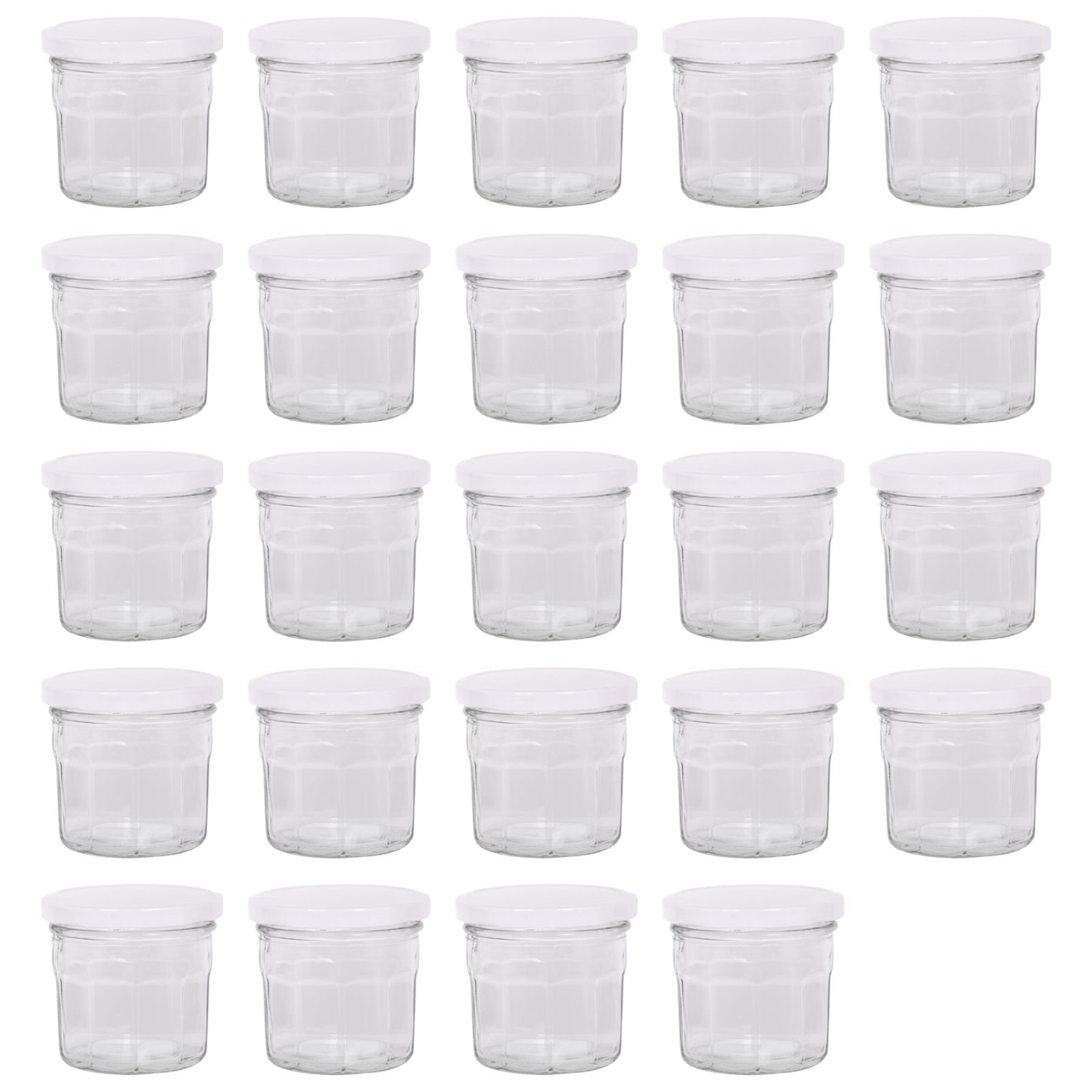 24x 130ml Glass Jam Jars with White Lids Chutney Preserve Honey Pickle Storage