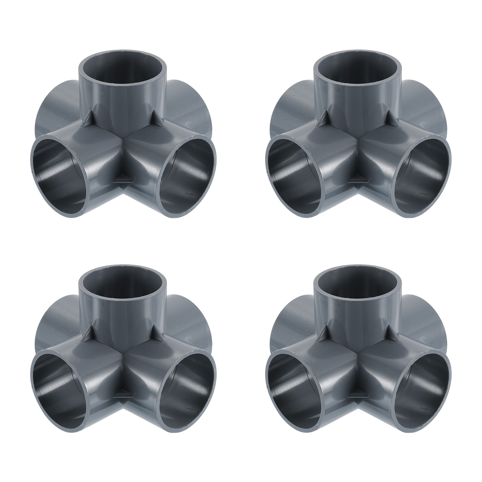 1-1/2" PVC Fittings, 4 Pcs 5 Way Elbow Connector Elbow PVC Corner Fitting, Grey