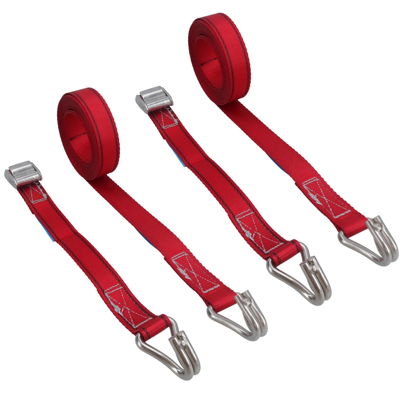 2pk Cam Buckle Strap Stainless Steel 3.7m Tie Luggage Marine Grade Claw Hooks