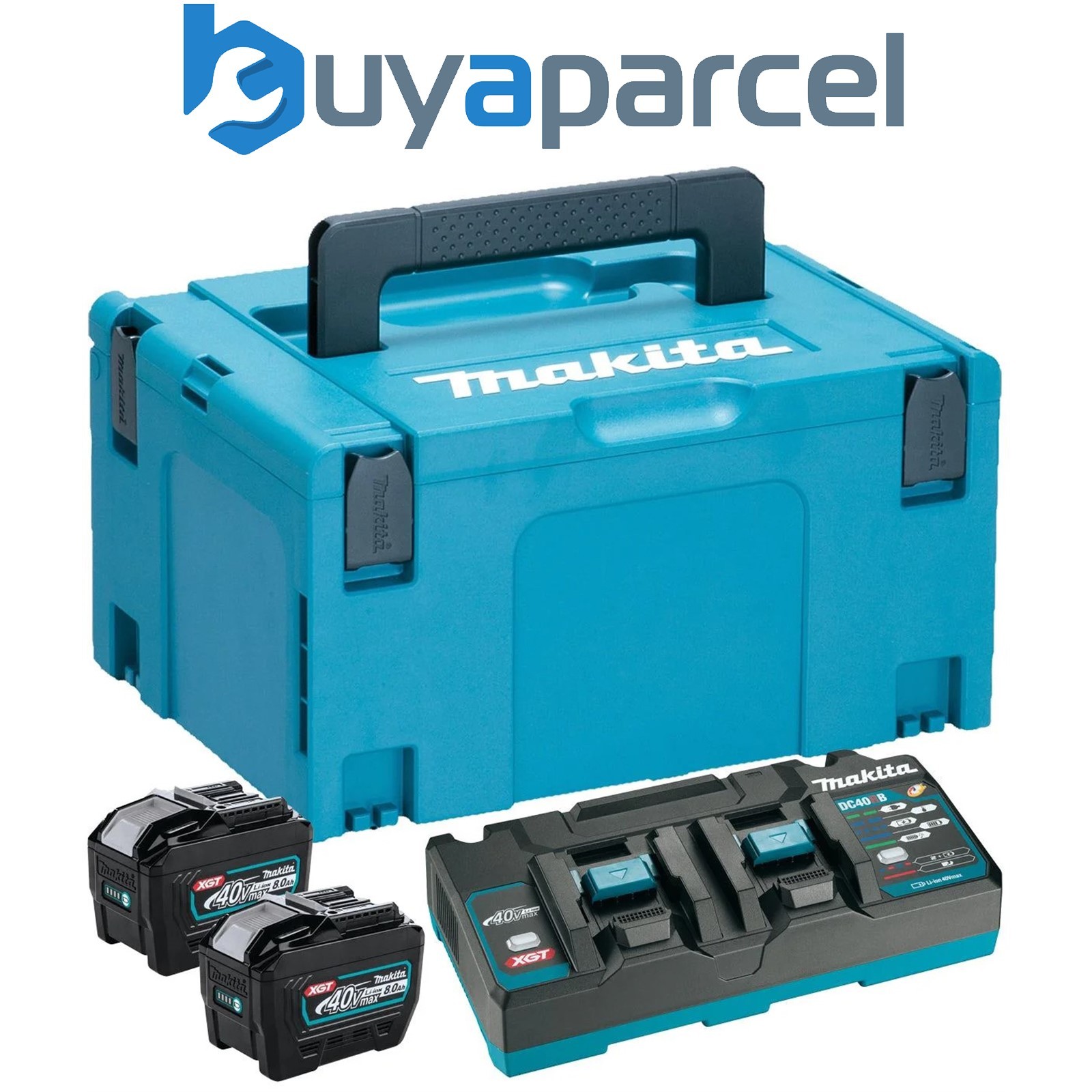 Makita 40V XGT Power Source Kit 2 x BL4080F 8.0Ah Batteries DC40RB Dual Charger