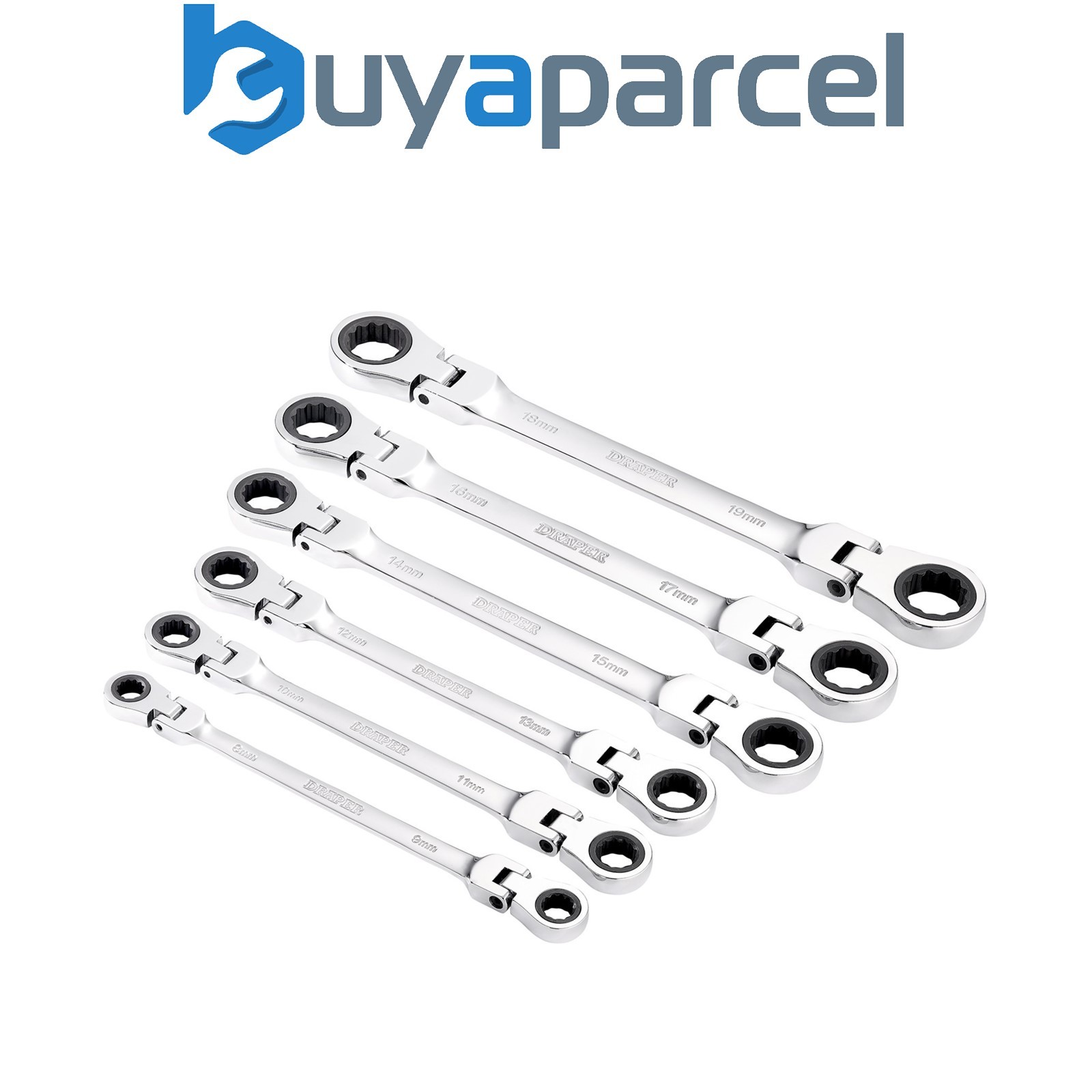 Draper 27762 Draper HI-TORQ Metric Flexible Head Double Ring Ratchet Spanner Set