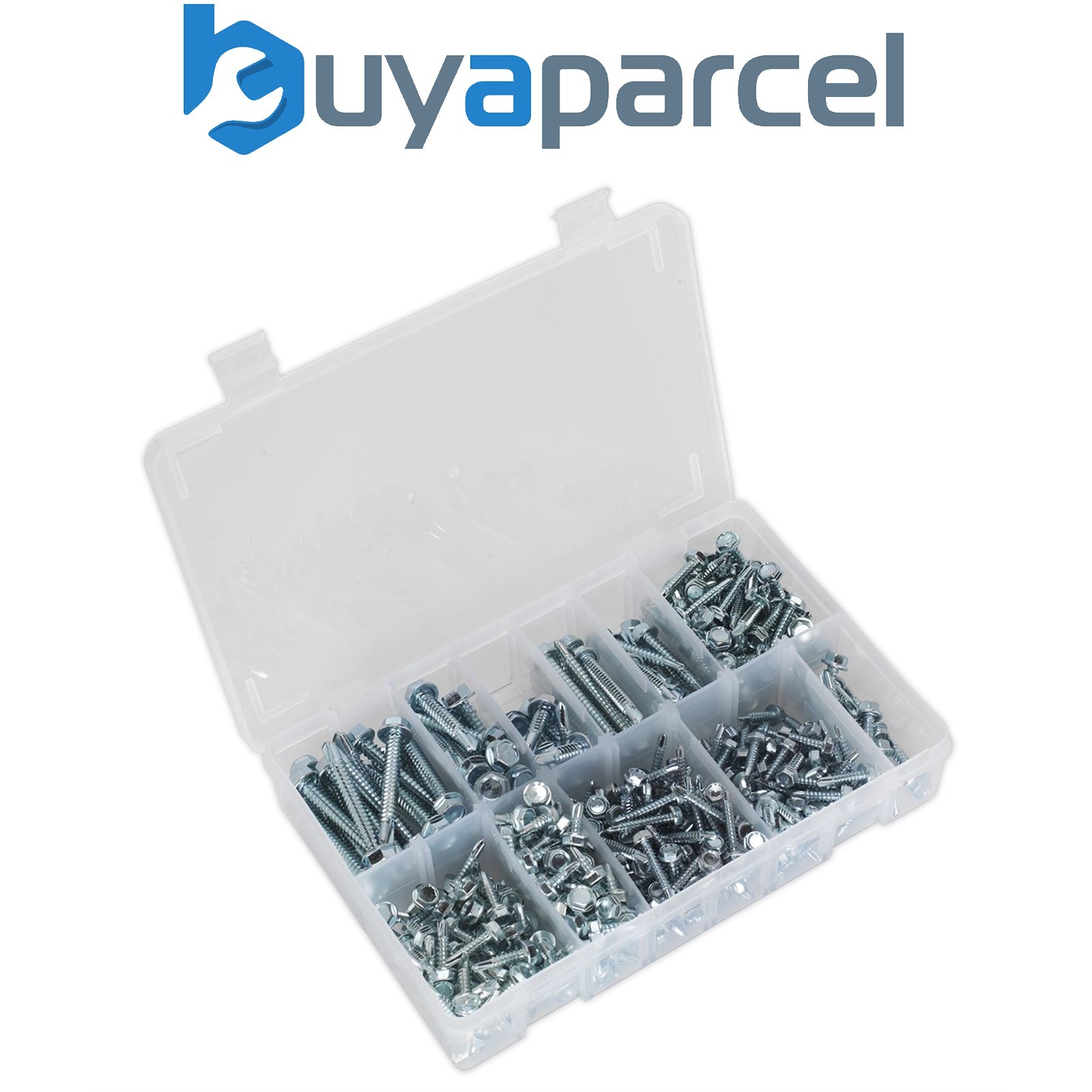 Sealey AB061SDH Zinc Plated Self-Drilling Screw Assortment Hex Head 410pc