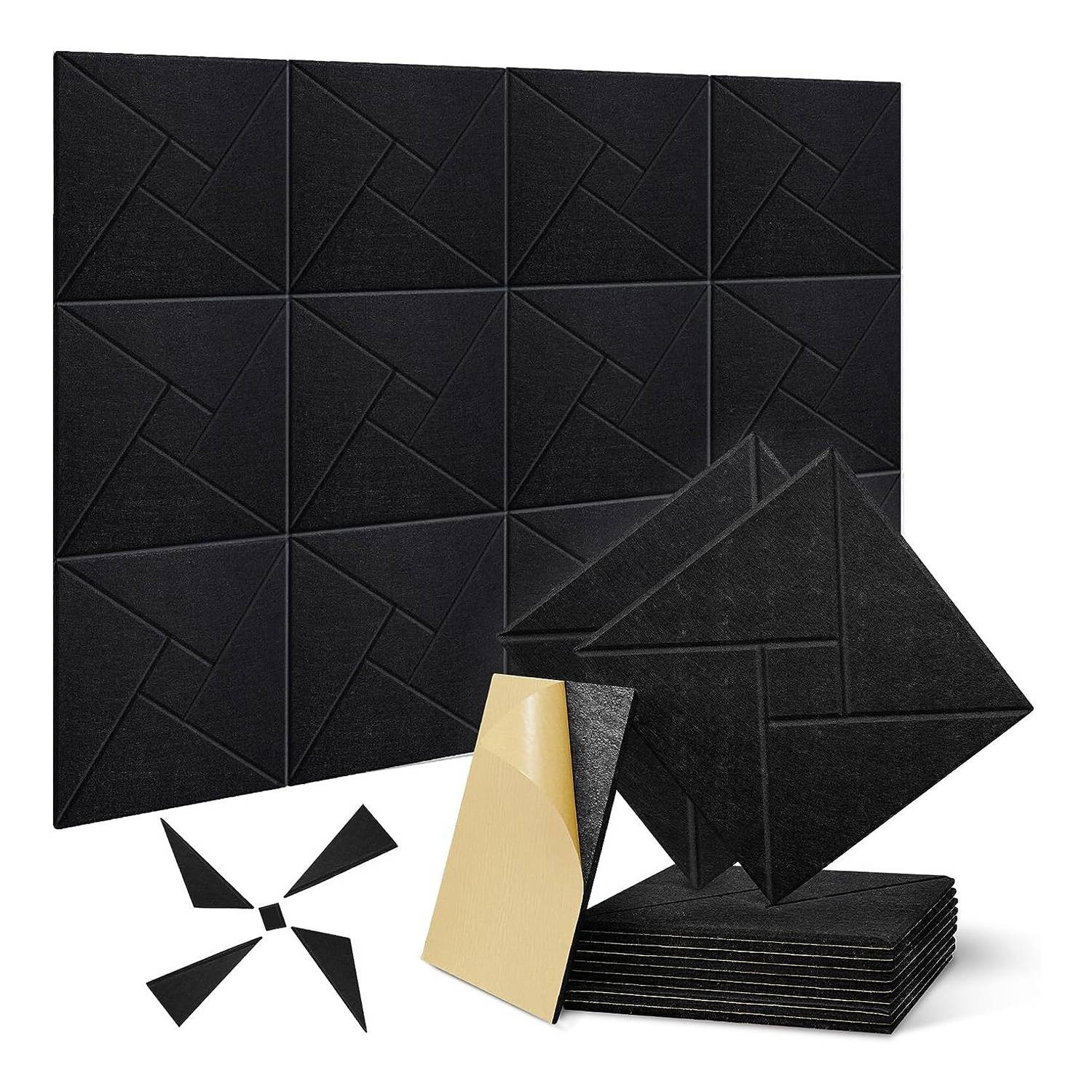 12 Pack Self Adhesive Acoustic Panels, 12 X 12 X 0.4Inch Sound Proof4270