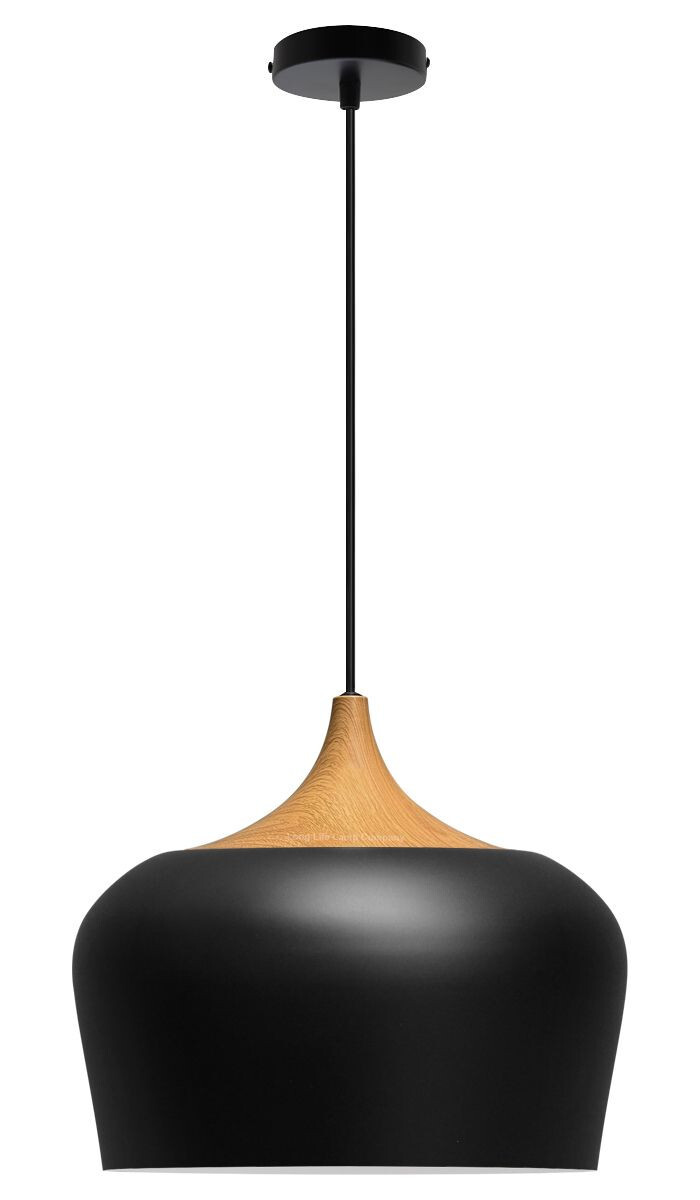 Vintage Industrial Metal Wooden Effect Ceiling Pendant Shade Hanging Light H3024