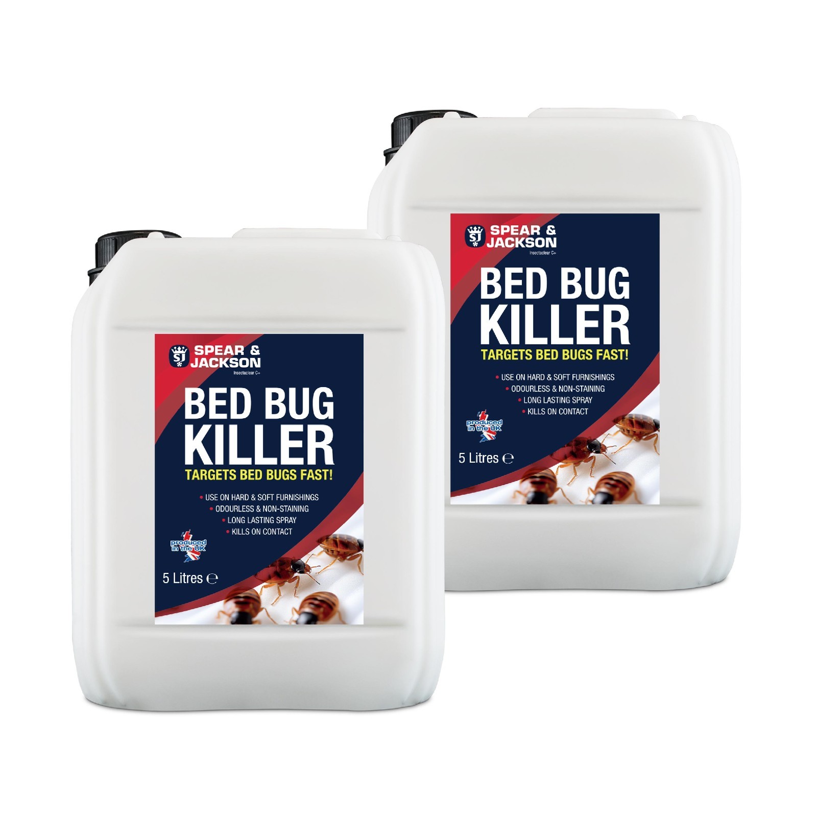 Bed Bug Killer, 2 x 5 L, Long-Lasting, Odourless, Insecticide, Spear & Jackson