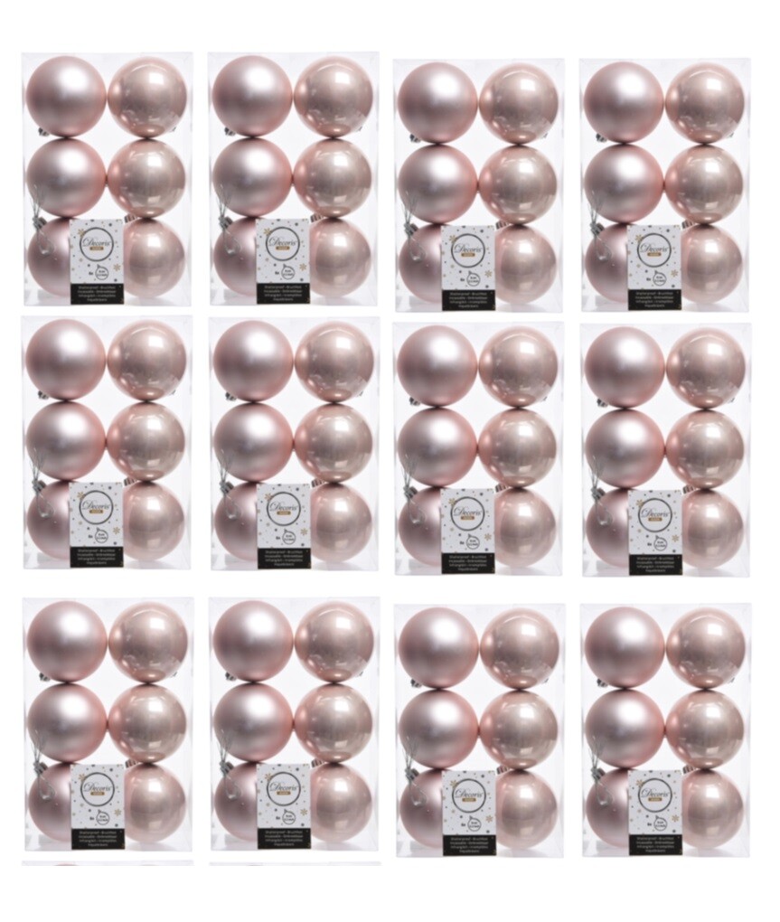 144 Blush Pink Christmas Baubles Shatterproof Luxury Tree Decor 6cm Rose Gold