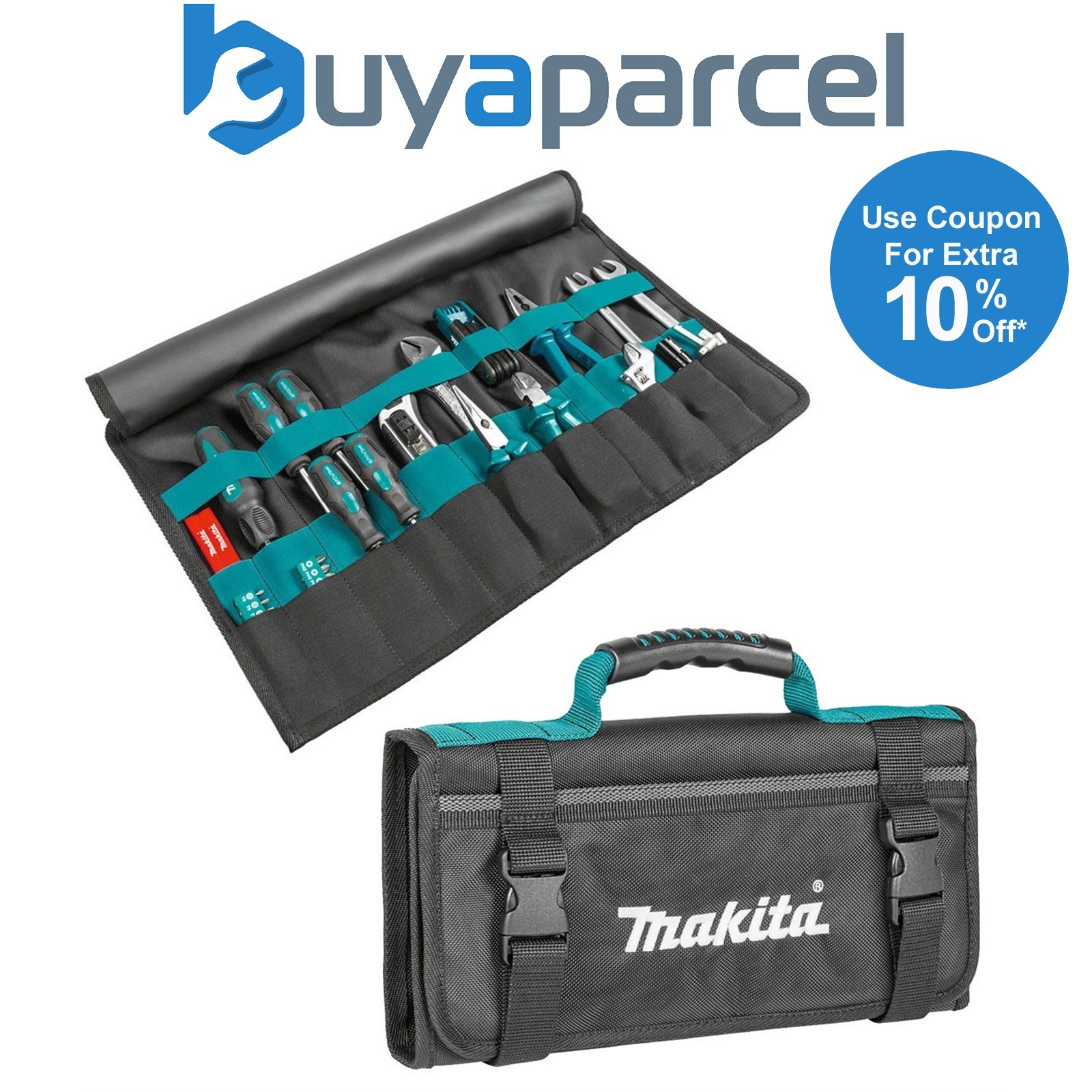 Makita E-15506 Tool Wrap with Handle & Front Pocket Blue Tool Roll Strap System
