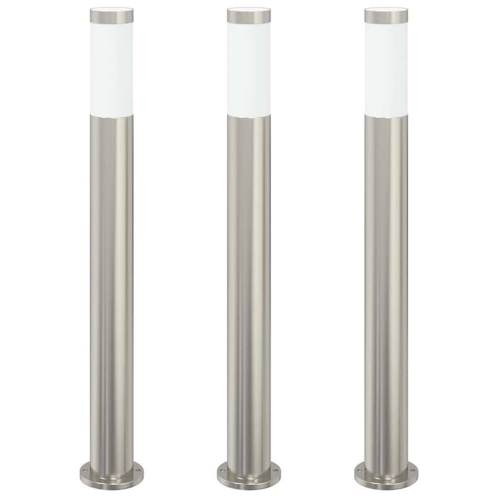 Bollard Lights 3pcs 80cm Stainless Steel IP44 Outdoor Garden Lamp E27 vidaXL
